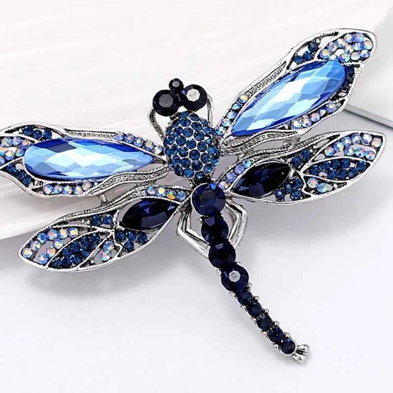 Blue Crystal Dragonfly Brooches for Women - High Grade Fashion Jewelry Pins