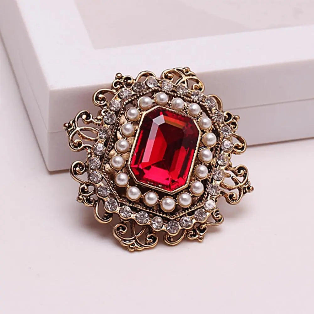 Vintage Baroque Rhinestone Crystal Pearl Brooch for Women Girls Wedding Christmas Gift