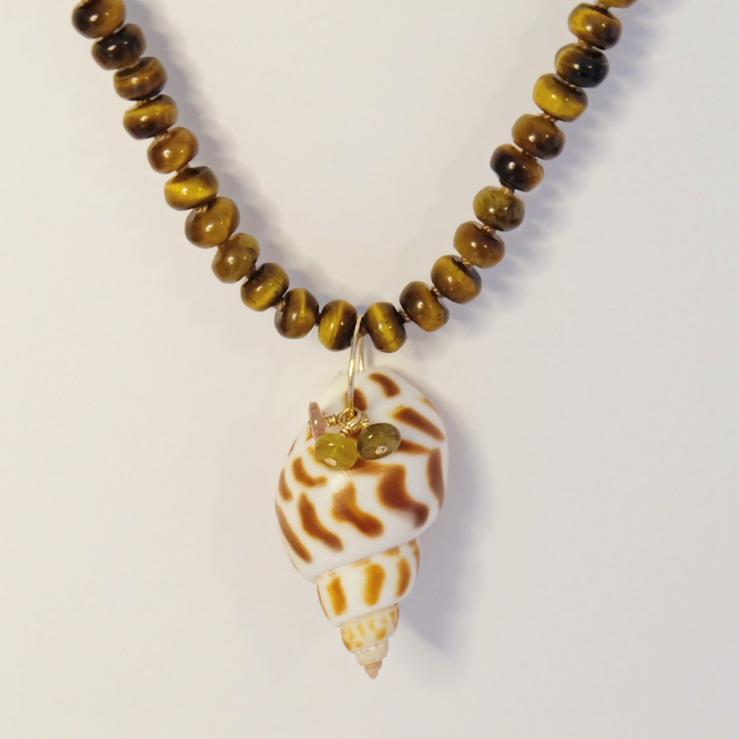 Tiger's Eye Seashell Charm Pendant