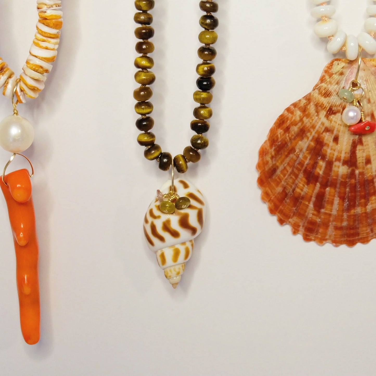 Tiger's Eye Seashell Charm Pendant