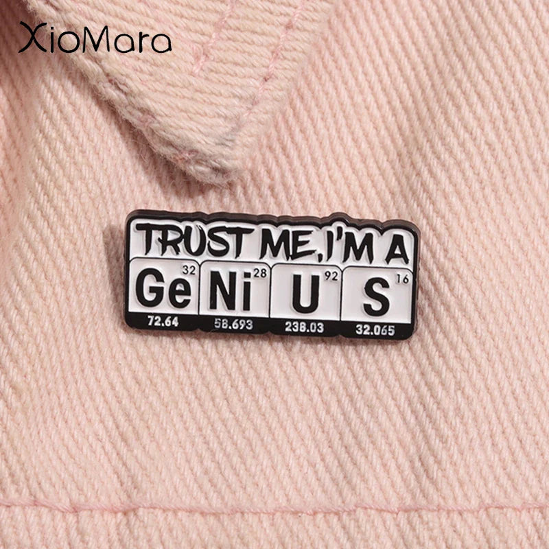 Genius Enamel Pin Periodic Table Brooch Lapel Badge Gift