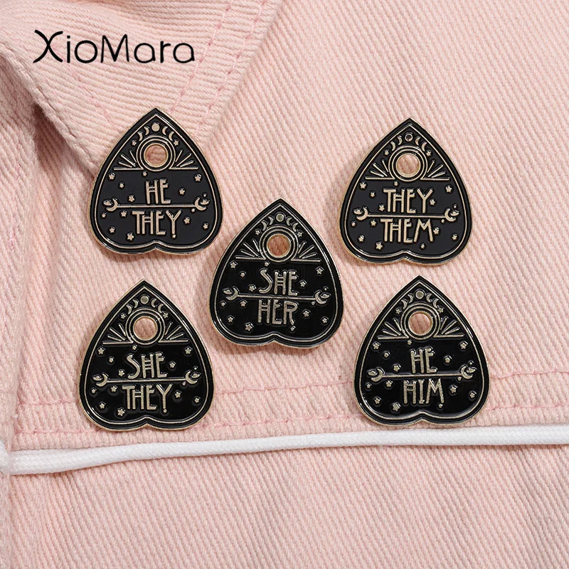 Pronoun Enamel Pins: She/Her, He/Him, They/Them Brooches - Metal Lapel Badges Jewelry Gifts