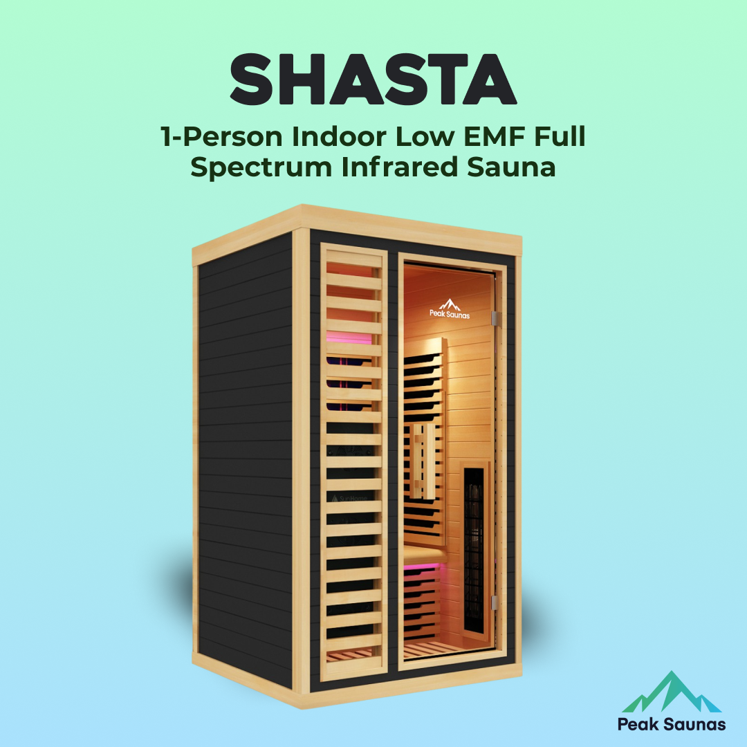 Peak Saunas Shasta 1-Person Full Spectrum Infrared Sauna with XL Medical-Grade Red Light Therapy & Smart WiFi App Control - Concordia Style Boutique