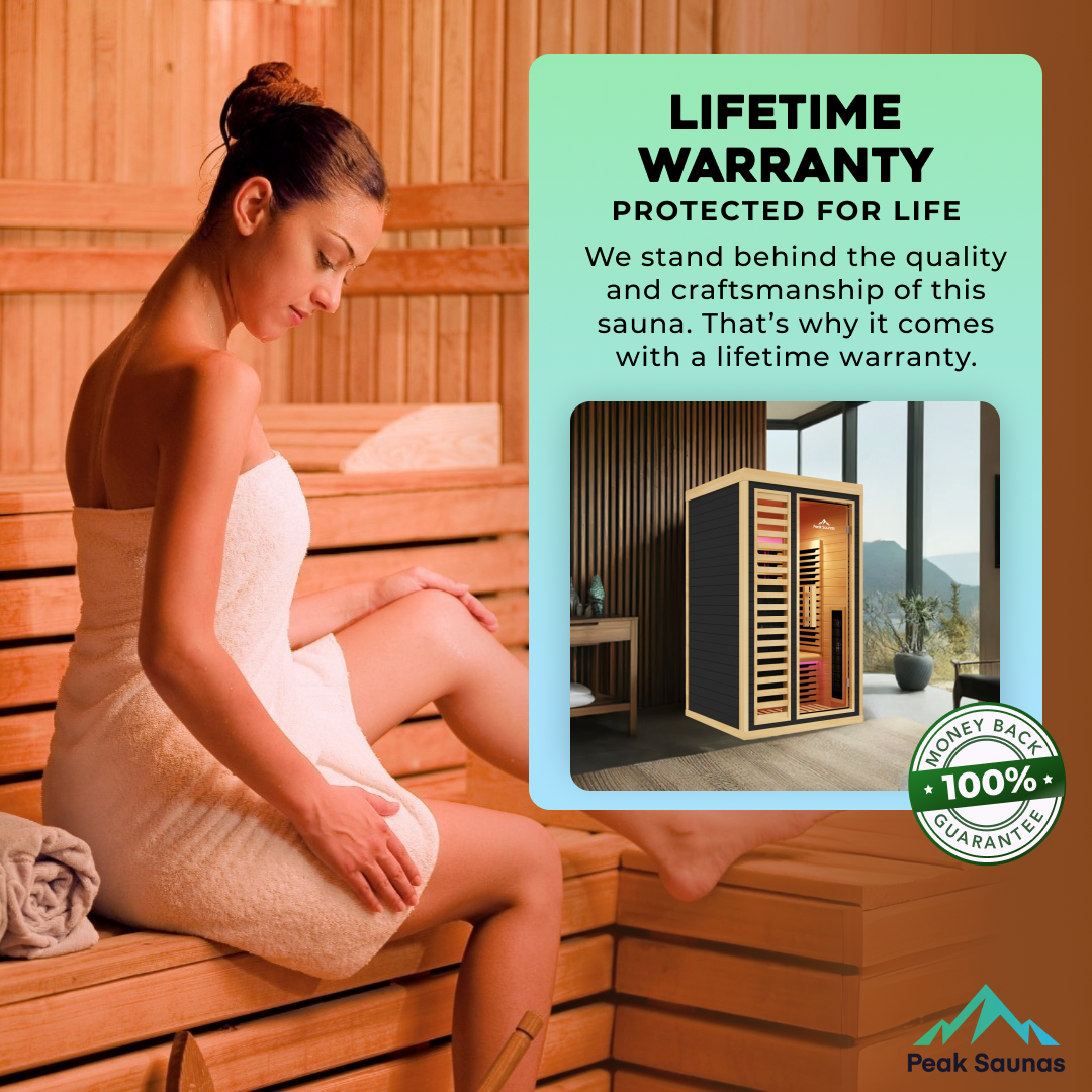 Peak Saunas Shasta 1-Person Full Spectrum Infrared Sauna with XL Medical-Grade Red Light Therapy & Smart WiFi App Control - Concordia Style Boutique