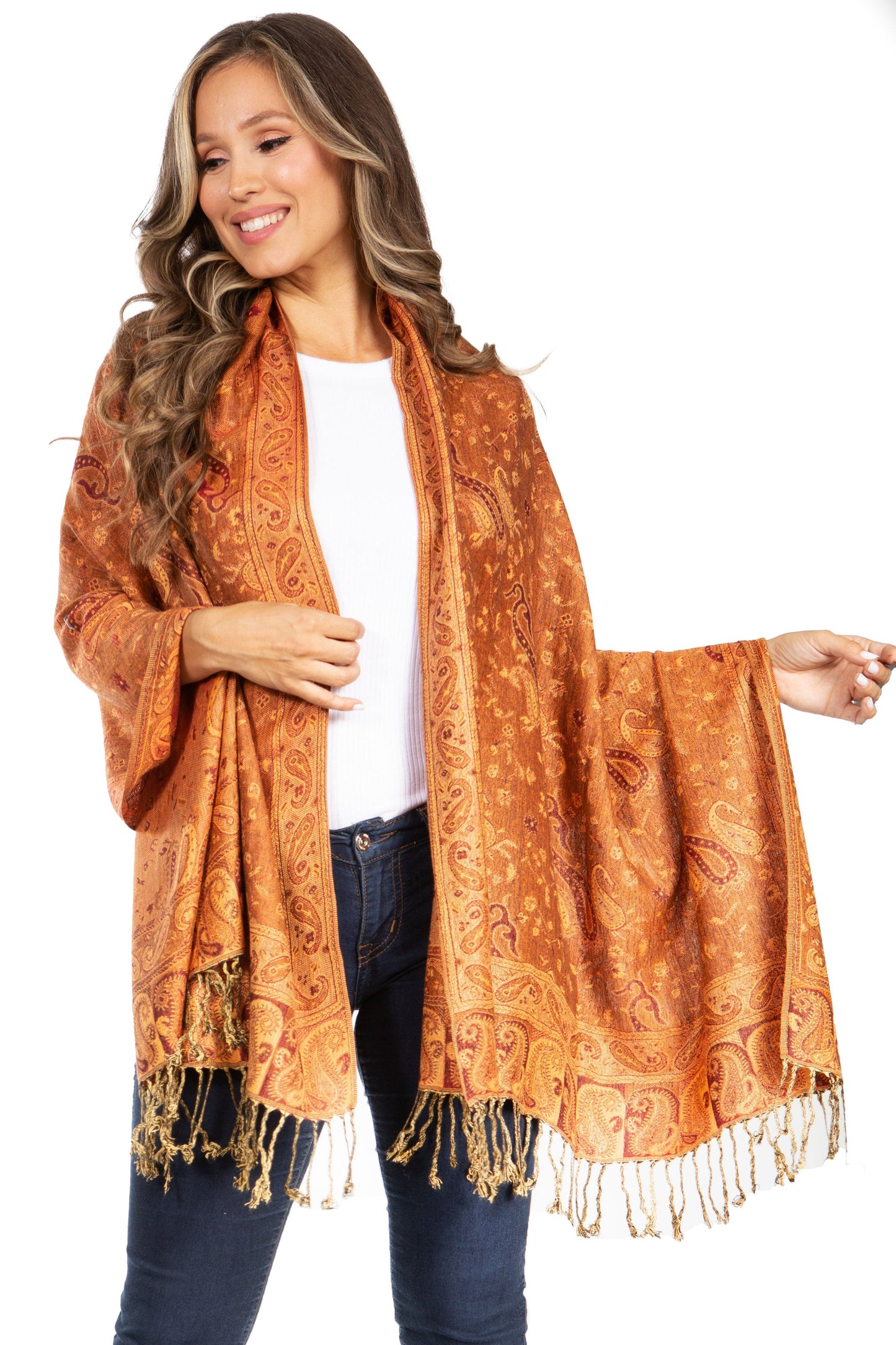 Sakkas Double Layer Jacquard Paisley Pashmina Shawl / Wrap / Stole - Concordia Style Boutique