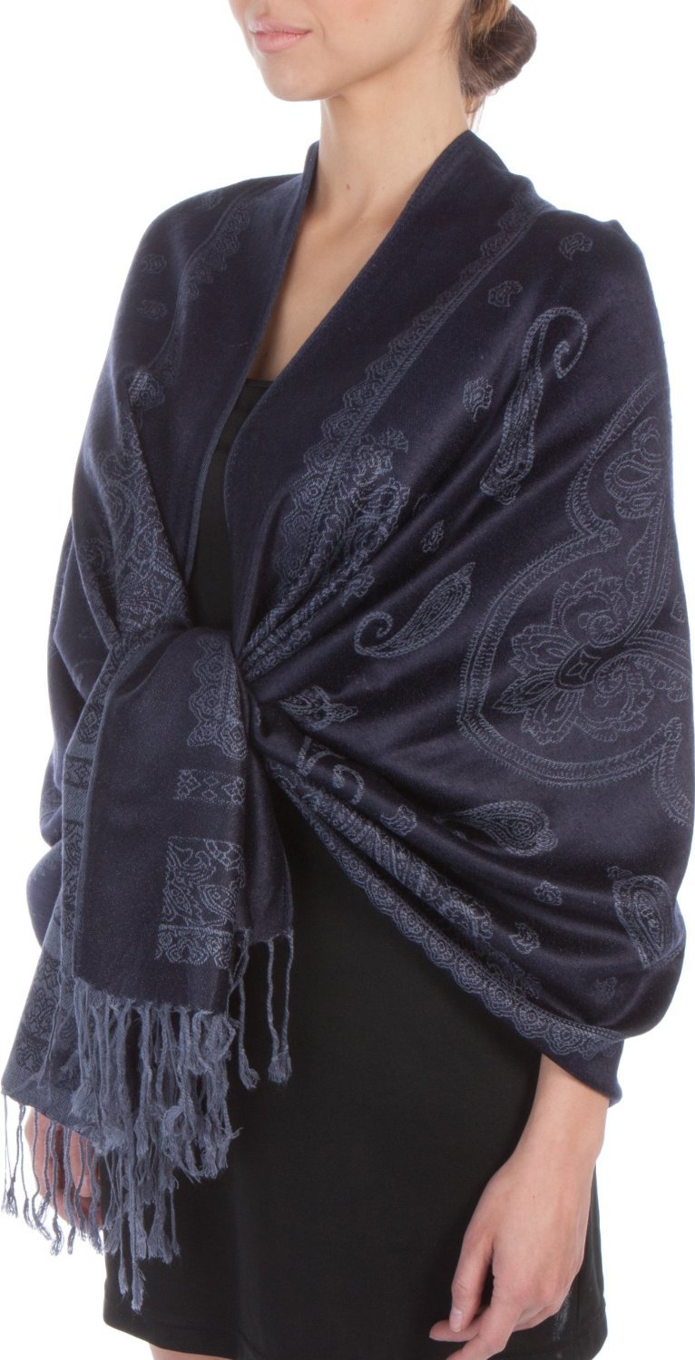 Sakkas Lightweight Two Tone Paisley Design Pashmina Fringe Scarf / Stole / Wrap - Concordia Style Boutique