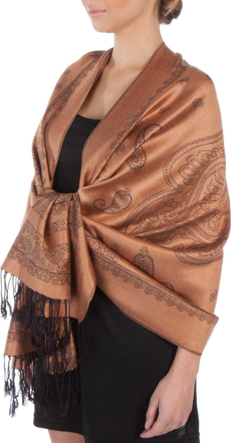 Sakkas Lightweight Two Tone Paisley Design Pashmina Fringe Scarf / Stole / Wrap - Concordia Style Boutique