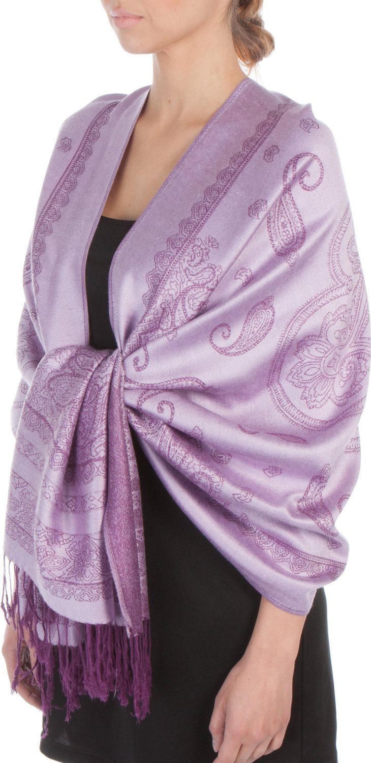 Sakkas Lightweight Two Tone Paisley Design Pashmina Fringe Scarf / Stole / Wrap - Concordia Style Boutique