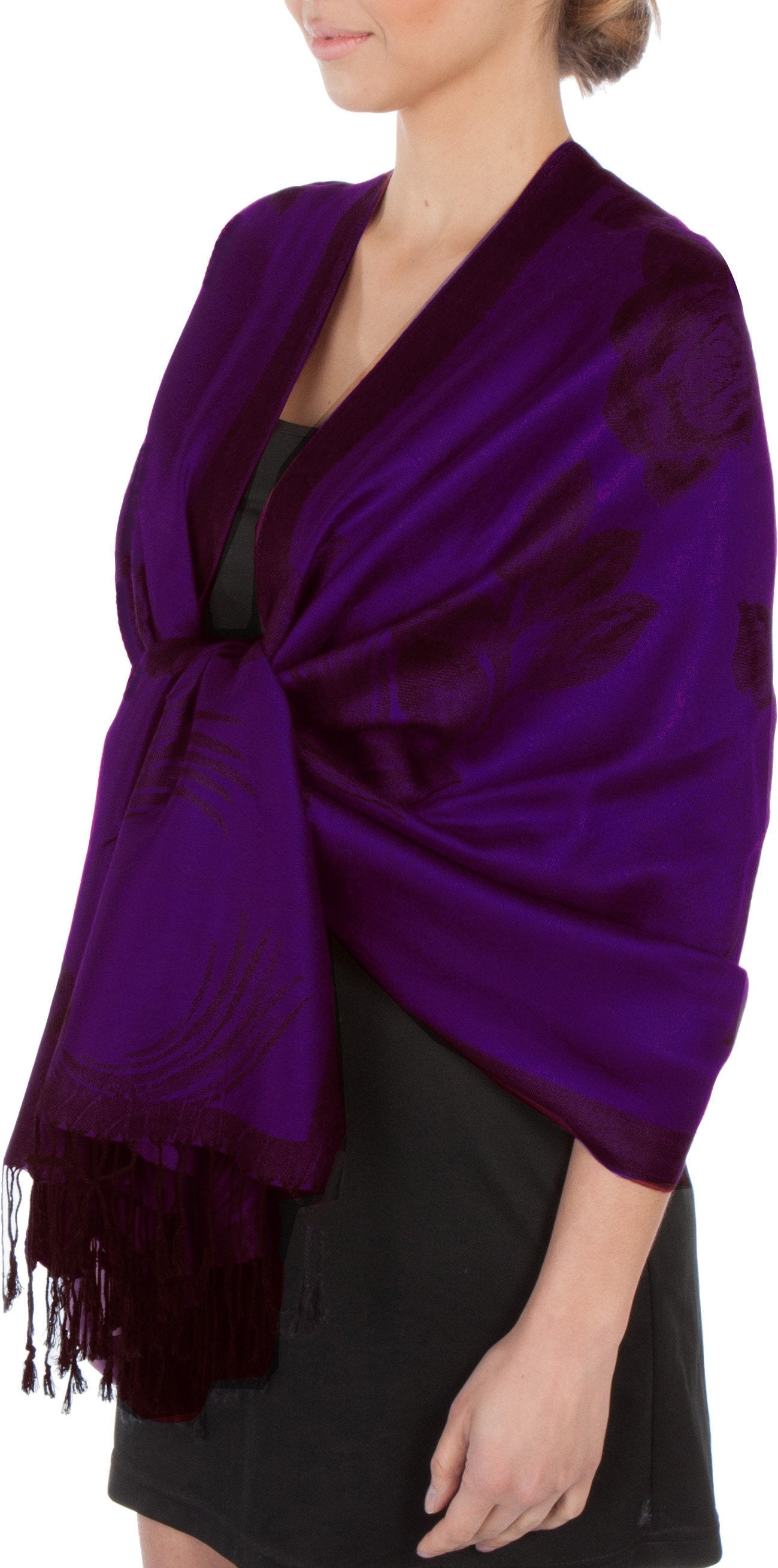 Sakkas Two Tone Rose Pashmina Scarf / Stole / Wrap - Concordia Style Boutique