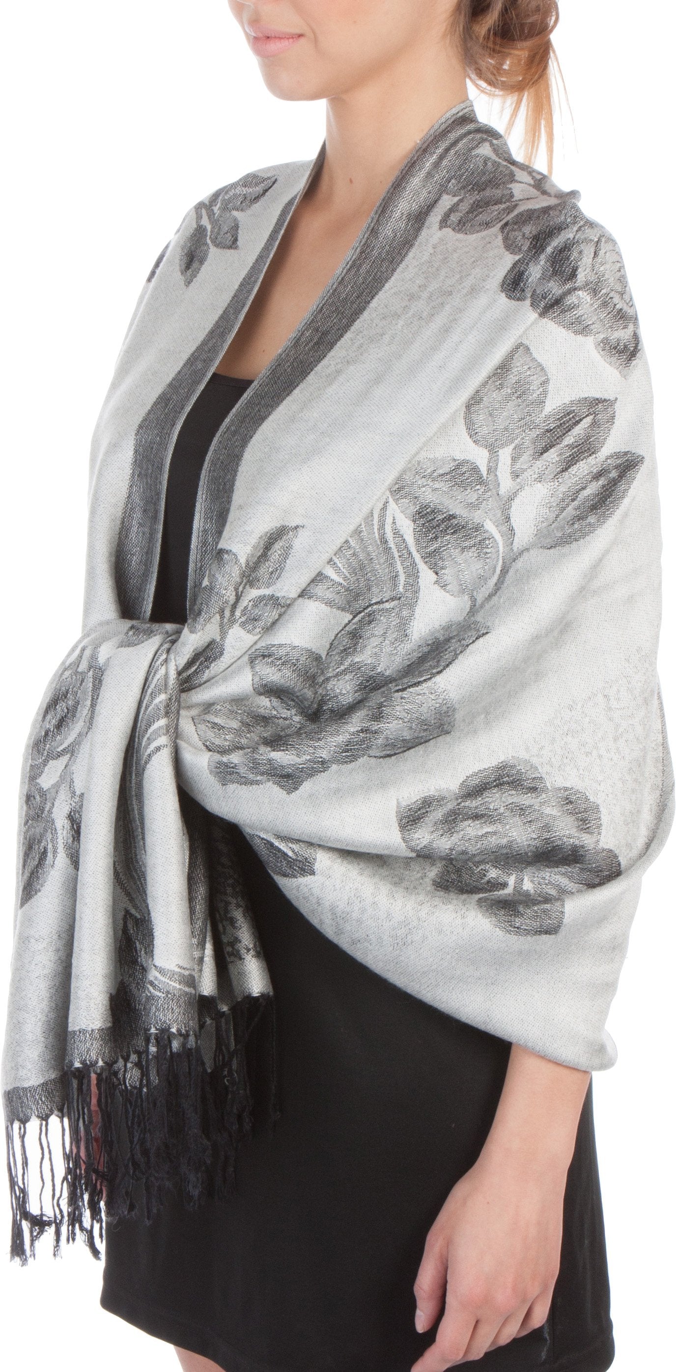 Sakkas Two Tone Rose Pashmina Scarf / Stole / Wrap - Concordia Style Boutique