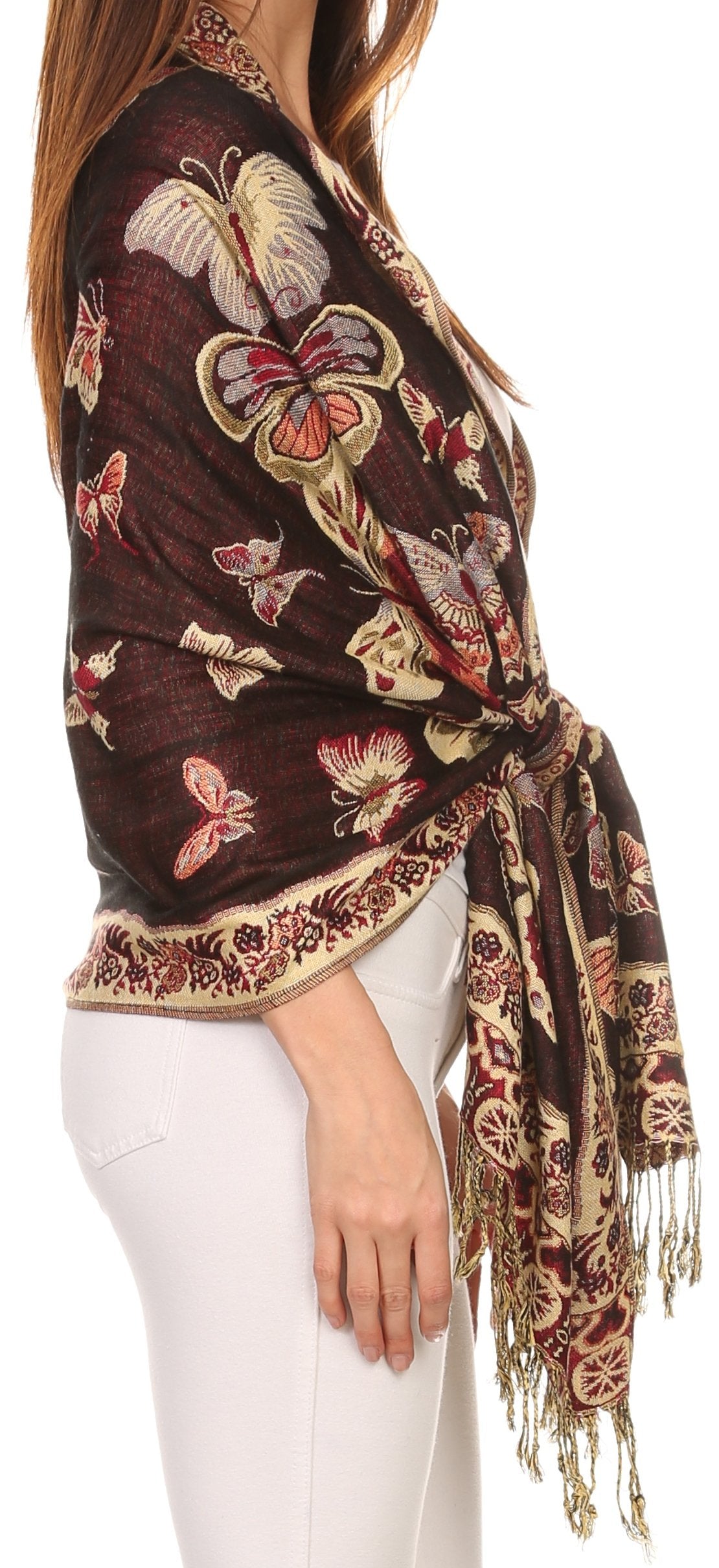 Sakkas Liua Long Wide Woven Patterned Design Multi Colored Pashmina Shawl / Scarf - Concordia Style Boutique