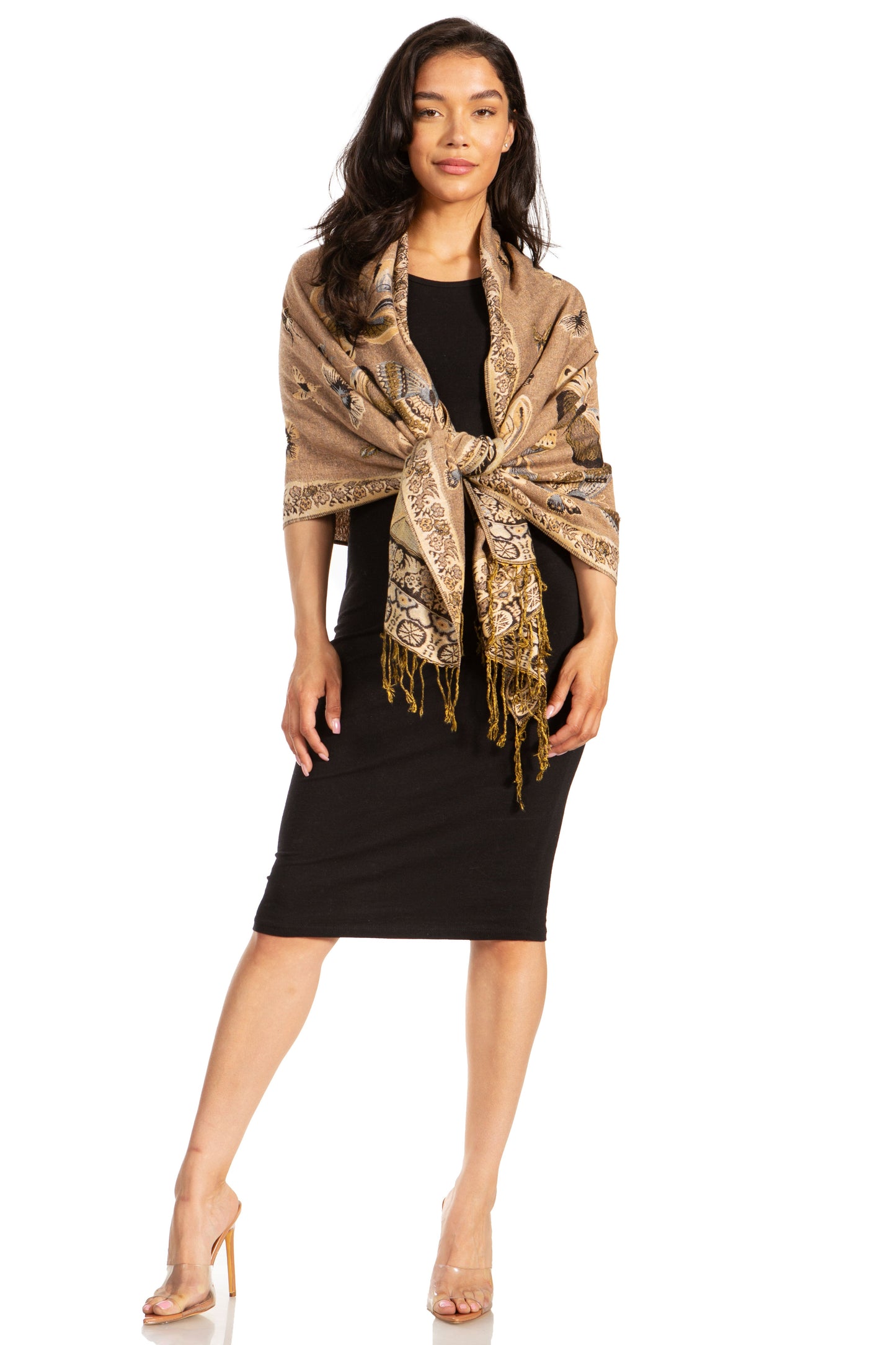Sakkas Liua Long Wide Woven Patterned Design Multi Colored Pashmina Shawl / Scarf - Concordia Style Boutique