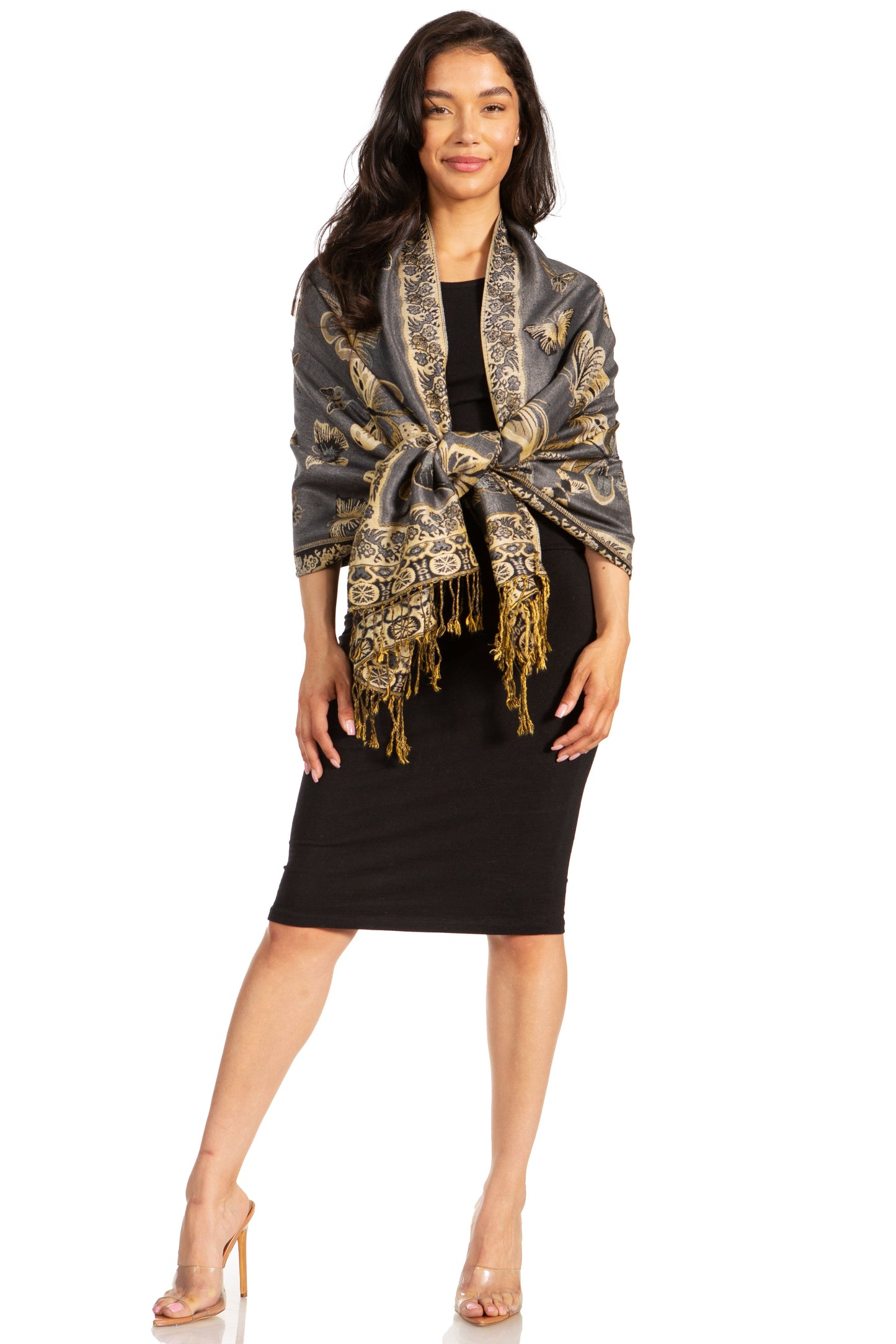 Sakkas Liua Long Wide Woven Patterned Design Multi Colored Pashmina Shawl / Scarf - Concordia Style Boutique