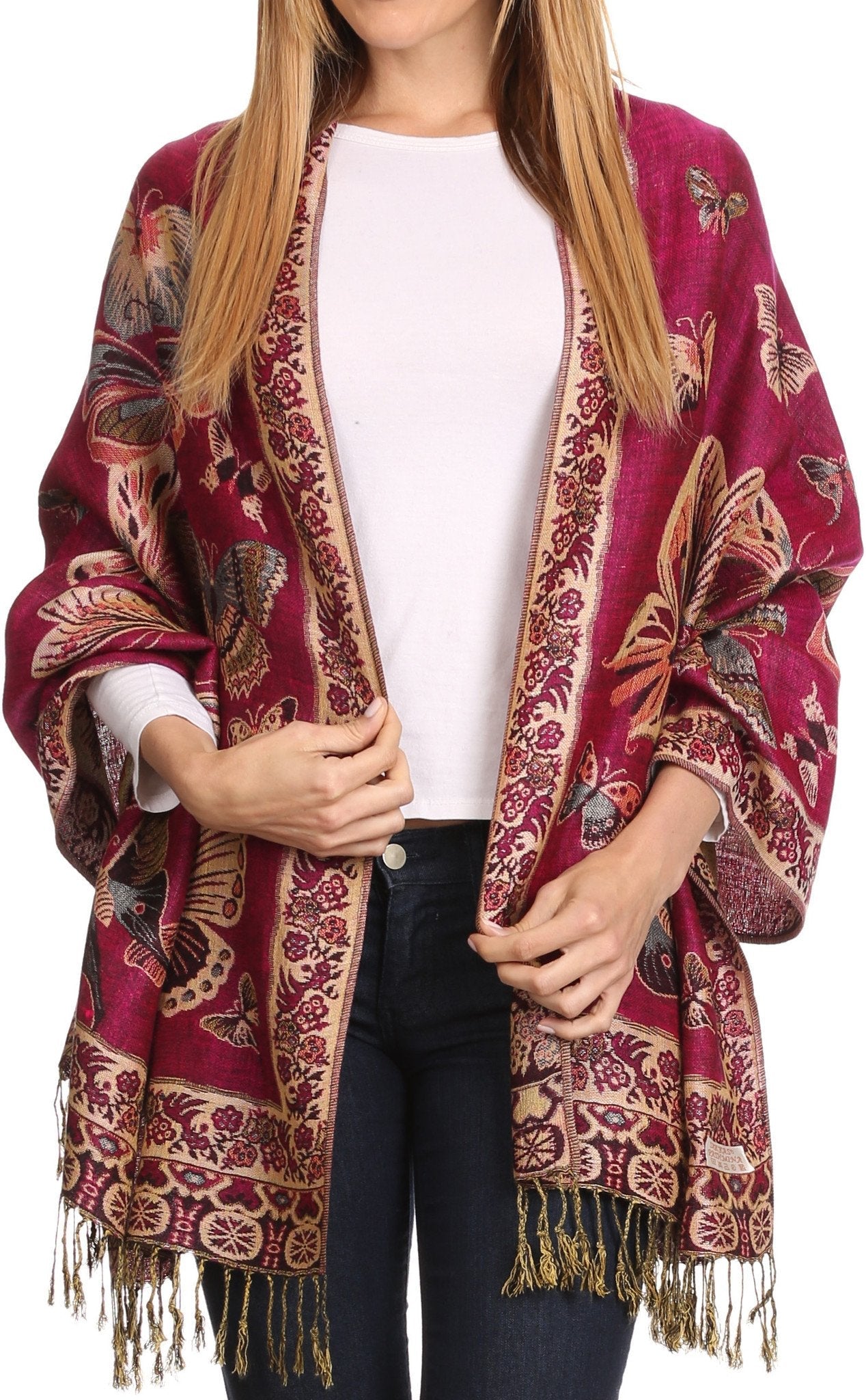 Sakkas Liua Long Wide Woven Patterned Design Multi Colored Pashmina Shawl / Scarf - Concordia Style Boutique
