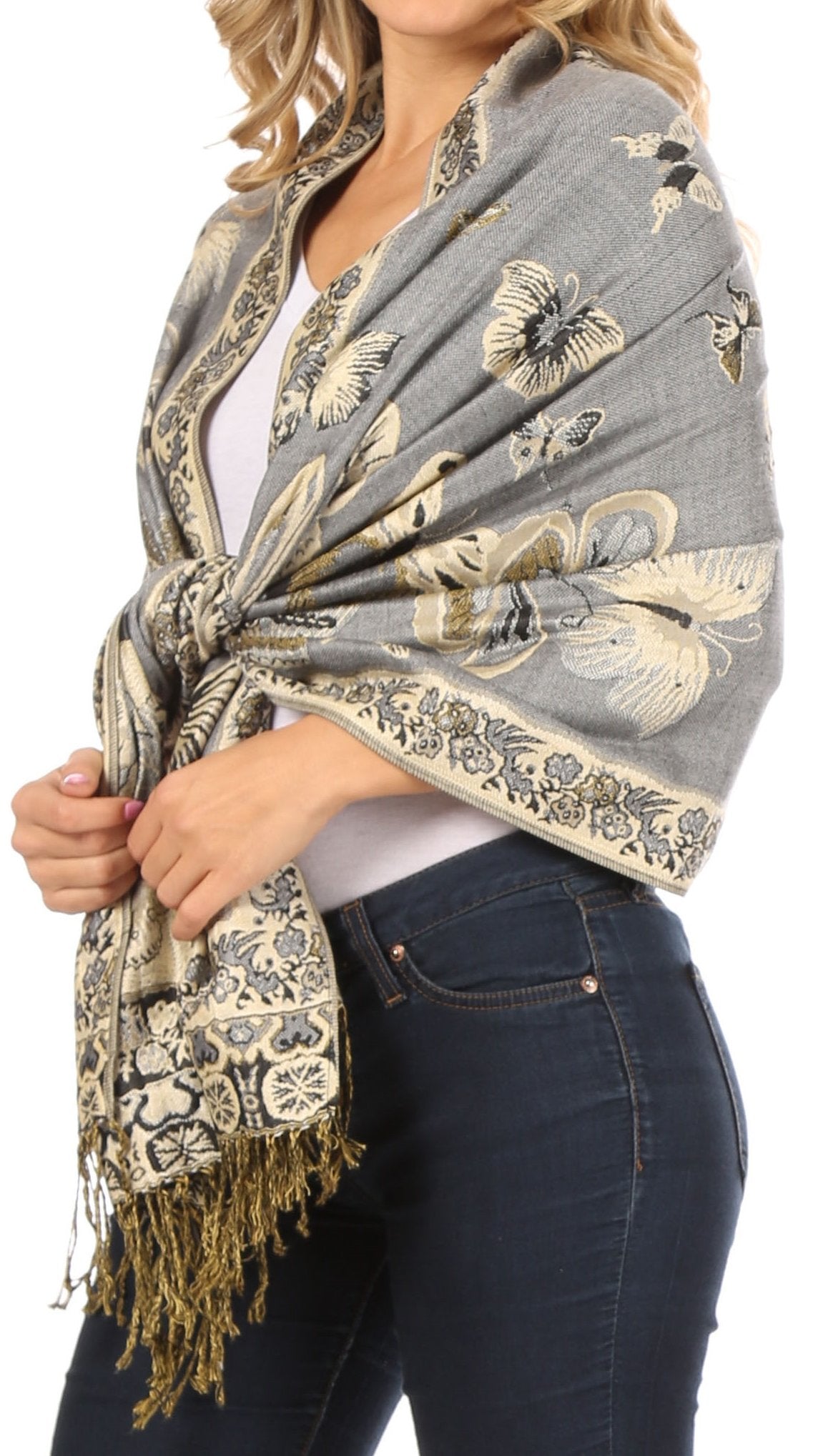 Sakkas Liua Long Wide Woven Patterned Design Multi Colored Pashmina Shawl / Scarf - Concordia Style Boutique