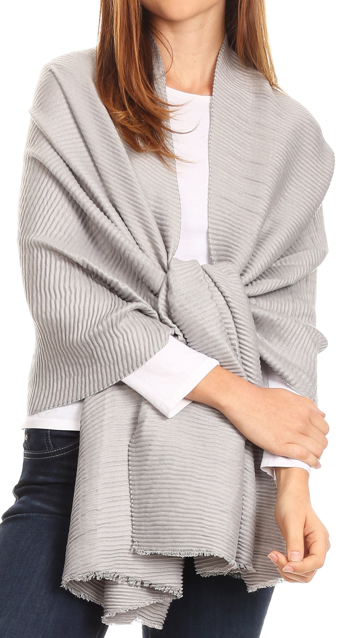 Sakkas Cara Pleated Crinkle Soft and Warm Shawl/ Wrap/ Stole - Concordia Style Boutique