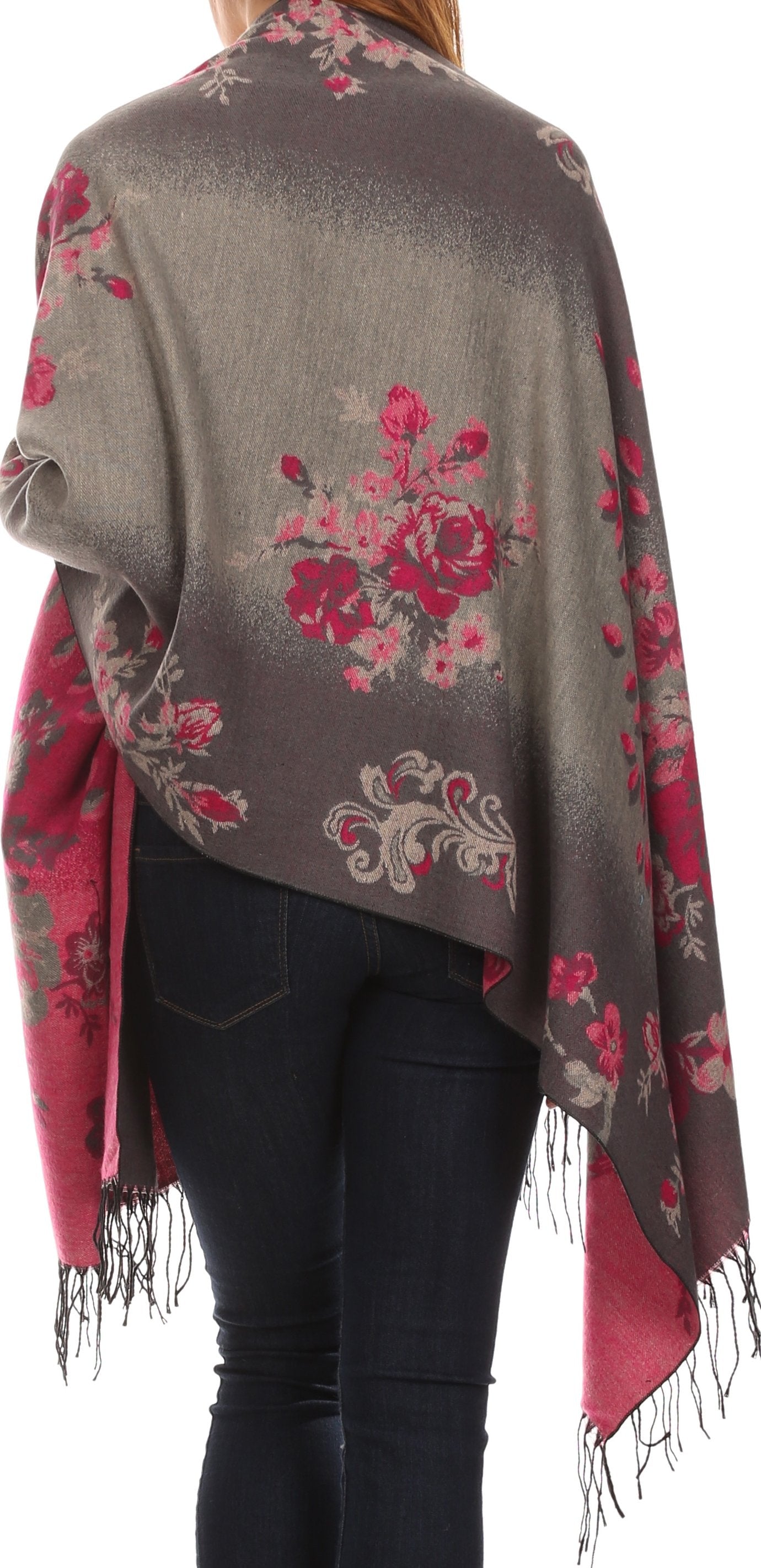 Sakkas Ontario double layer floral Pashmina/ Shawl/ Wrap/ Stole with fringe - Concordia Style Boutique