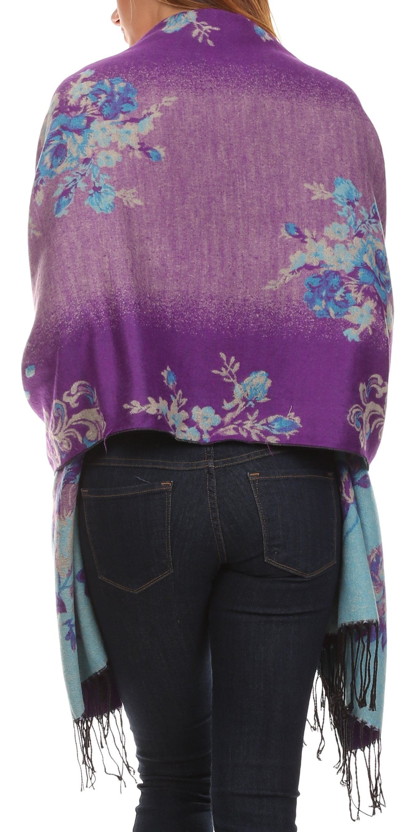 Sakkas Ontario double layer floral Pashmina/ Shawl/ Wrap/ Stole with fringe - Concordia Style Boutique