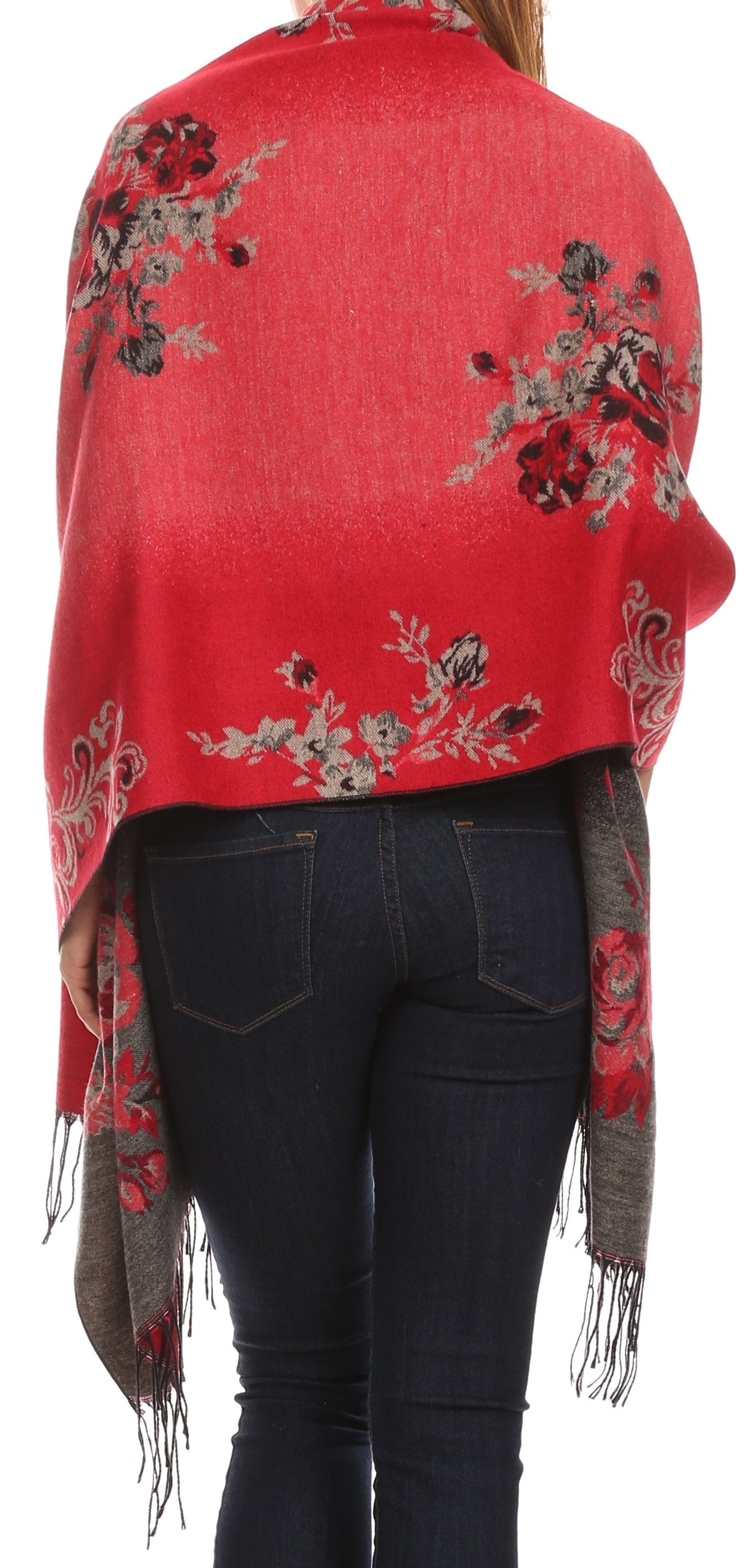 Sakkas Ontario double layer floral Pashmina/ Shawl/ Wrap/ Stole with fringe - Concordia Style Boutique