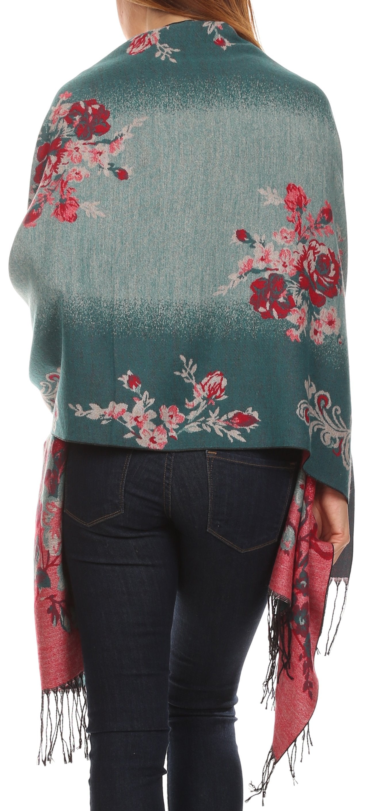 Sakkas Ontario double layer floral Pashmina/ Shawl/ Wrap/ Stole with fringe - Concordia Style Boutique