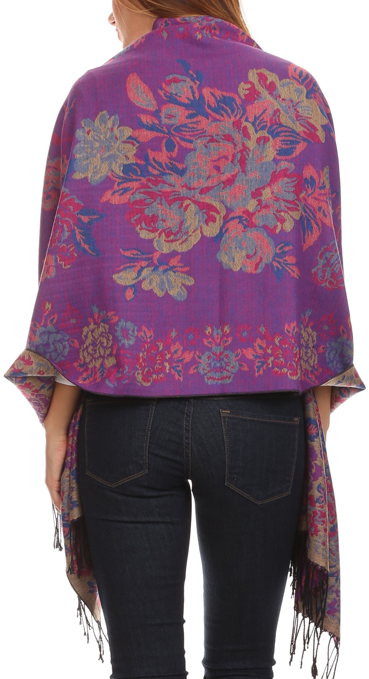 Sakkas Ontario double layer floral Pashmina/ Shawl/ Wrap/ Stole with fringe - Concordia Style Boutique