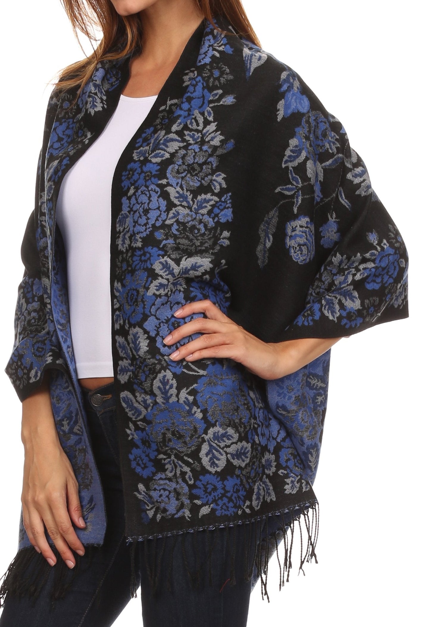 Sakkas Ontario double layer floral Pashmina/ Shawl/ Wrap/ Stole with fringe - Concordia Style Boutique