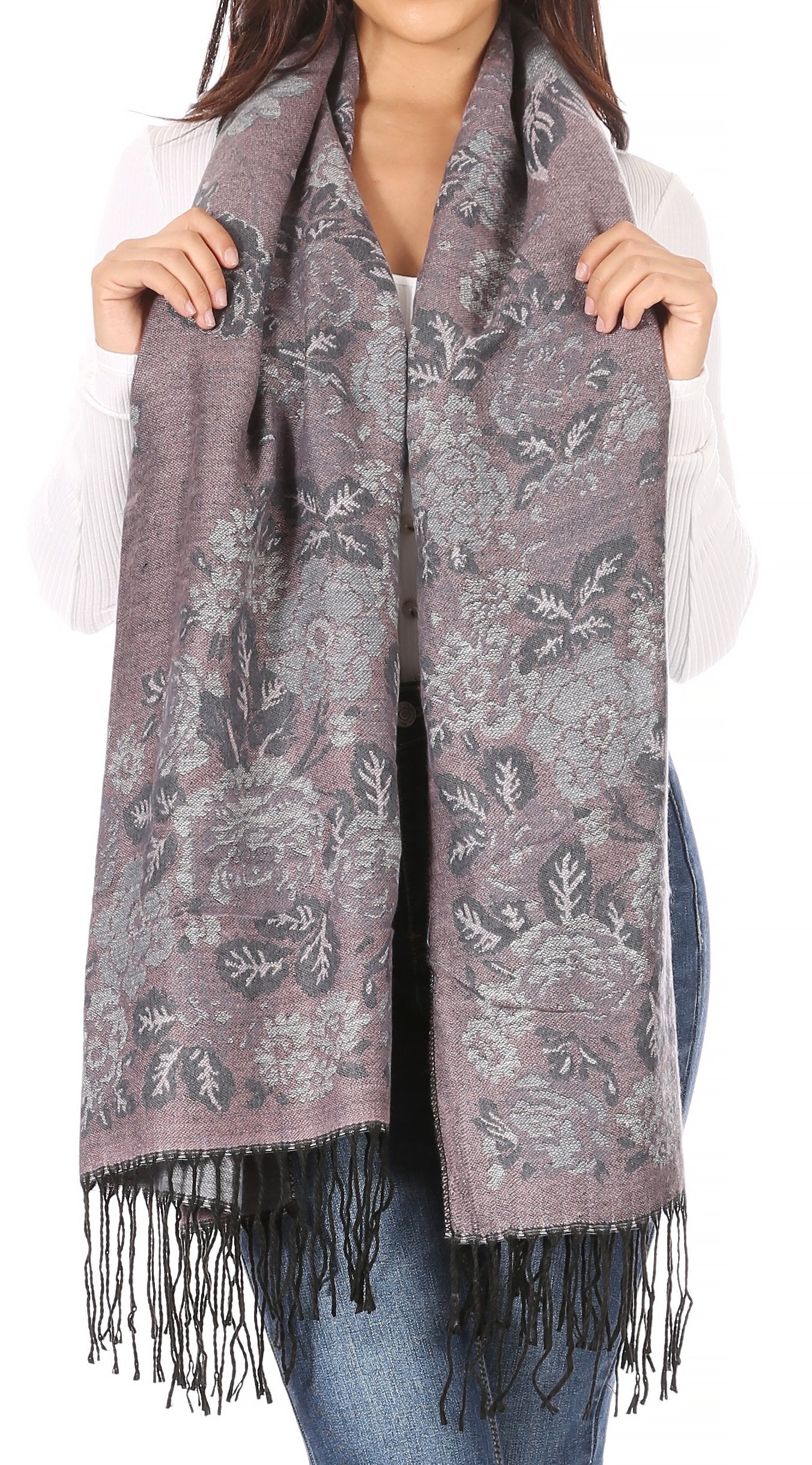 Sakkas Ontario double layer floral Pashmina/ Shawl/ Wrap/ Stole with fringe - Concordia Style Boutique