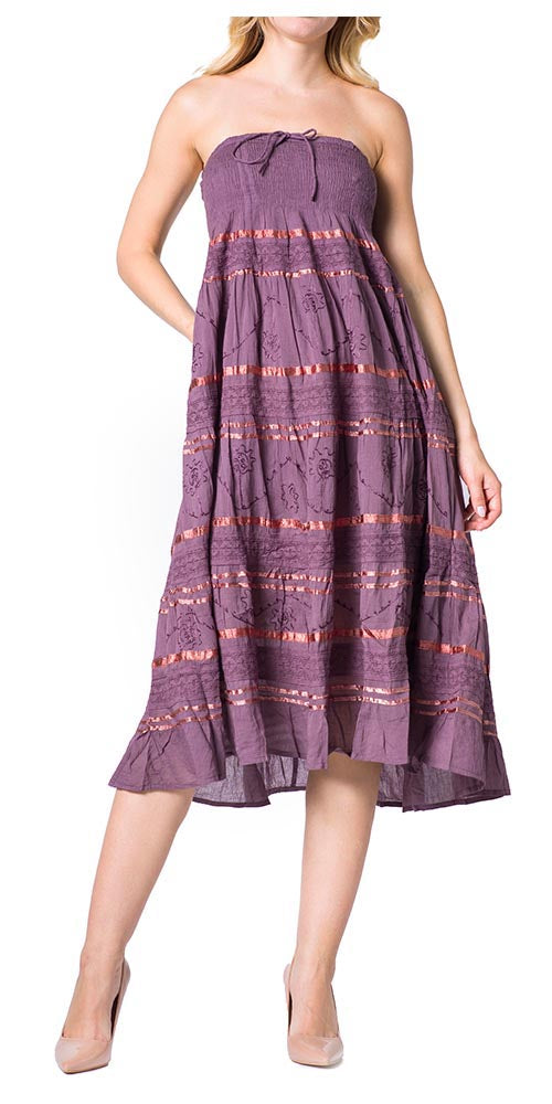 Sakkas Lace and Ribbon Peasant Boho Skirt - Concordia Style Boutique