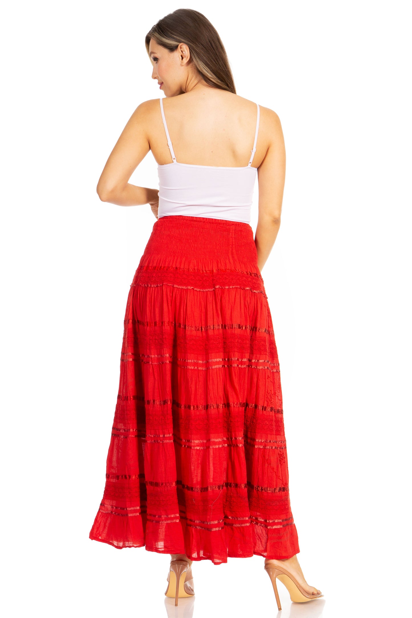 Sakkas Lace and Ribbon Peasant Boho Skirt - Concordia Style Boutique
