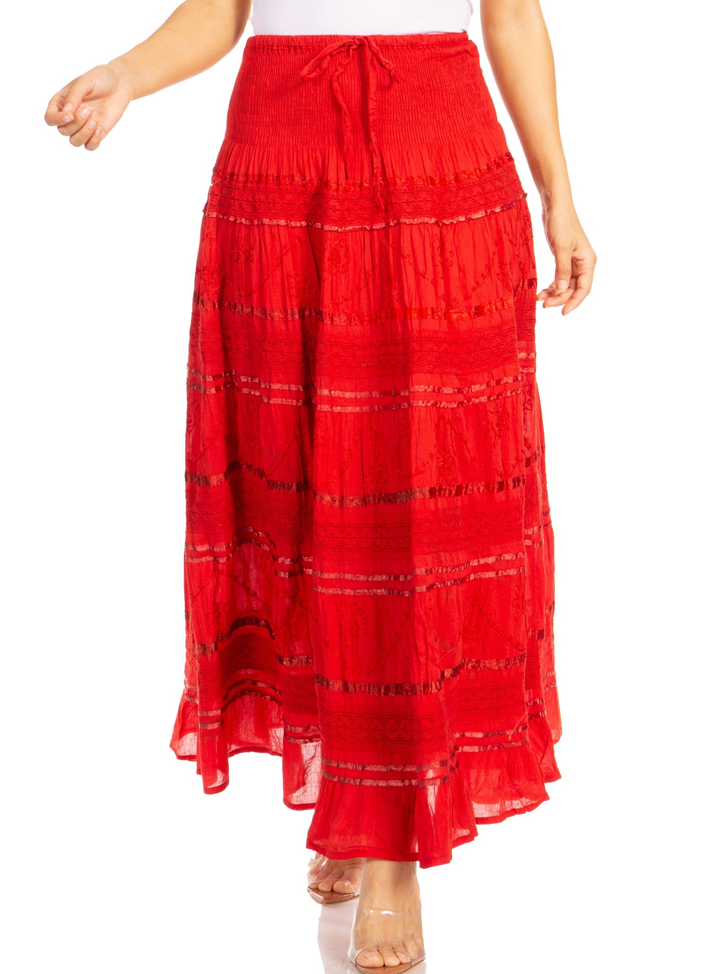 Sakkas Lace and Ribbon Peasant Boho Skirt - Concordia Style Boutique