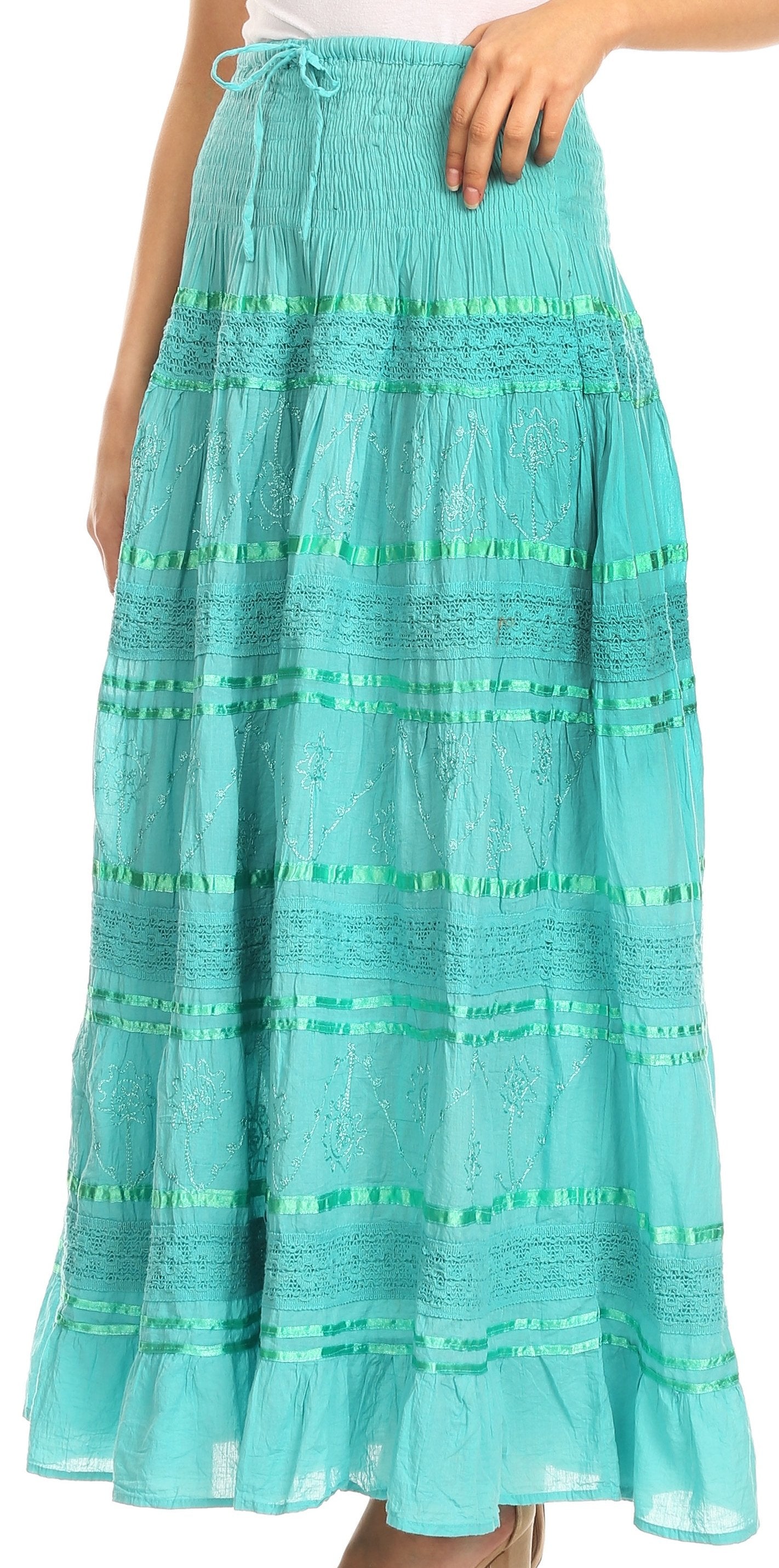 Sakkas Lace and Ribbon Peasant Boho Skirt - Concordia Style Boutique