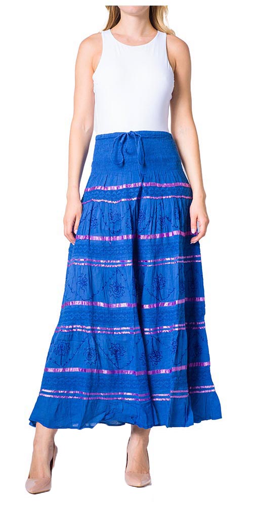 Sakkas Lace and Ribbon Peasant Boho Skirt - Concordia Style Boutique