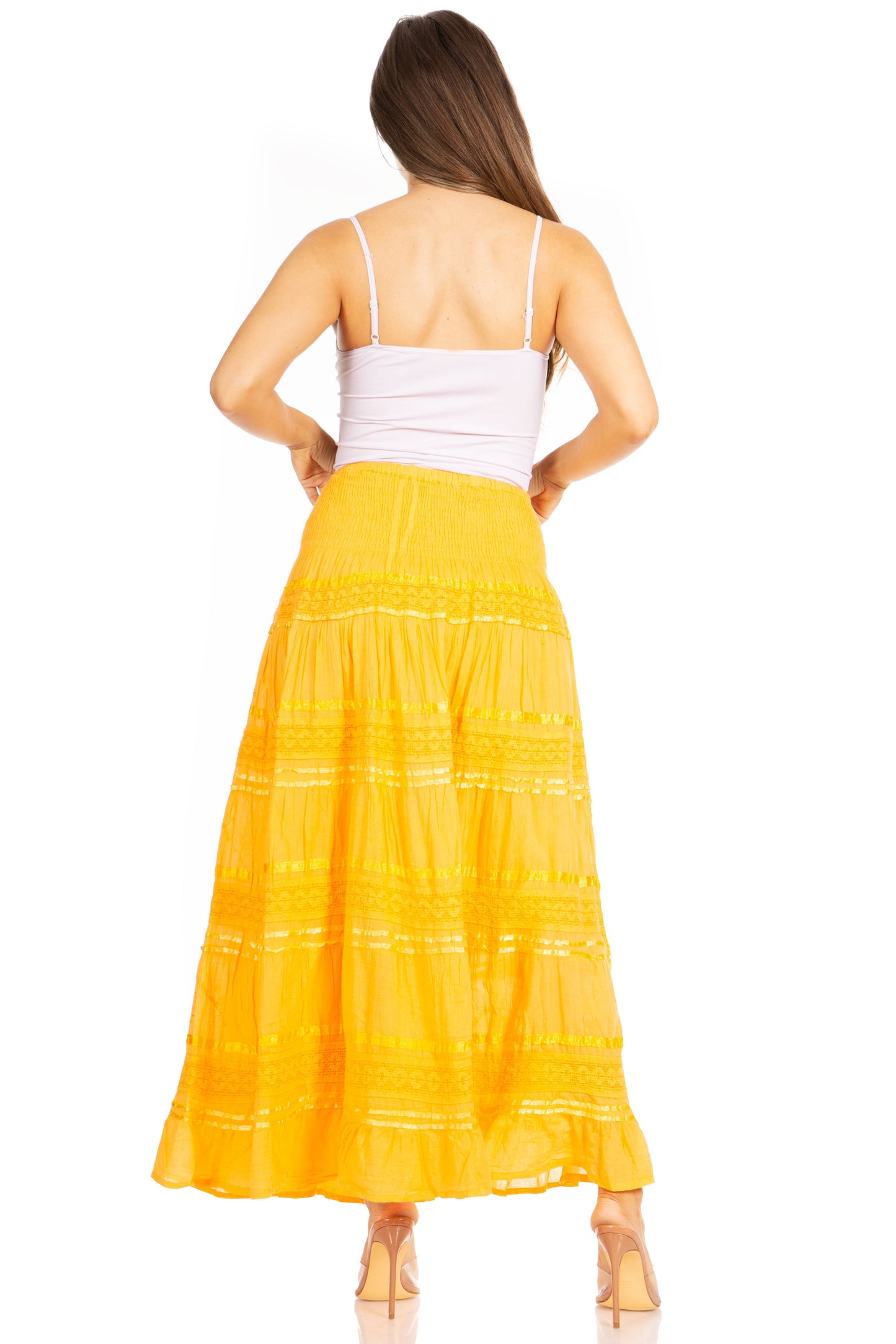 Sakkas Lace and Ribbon Peasant Boho Skirt - Concordia Style Boutique