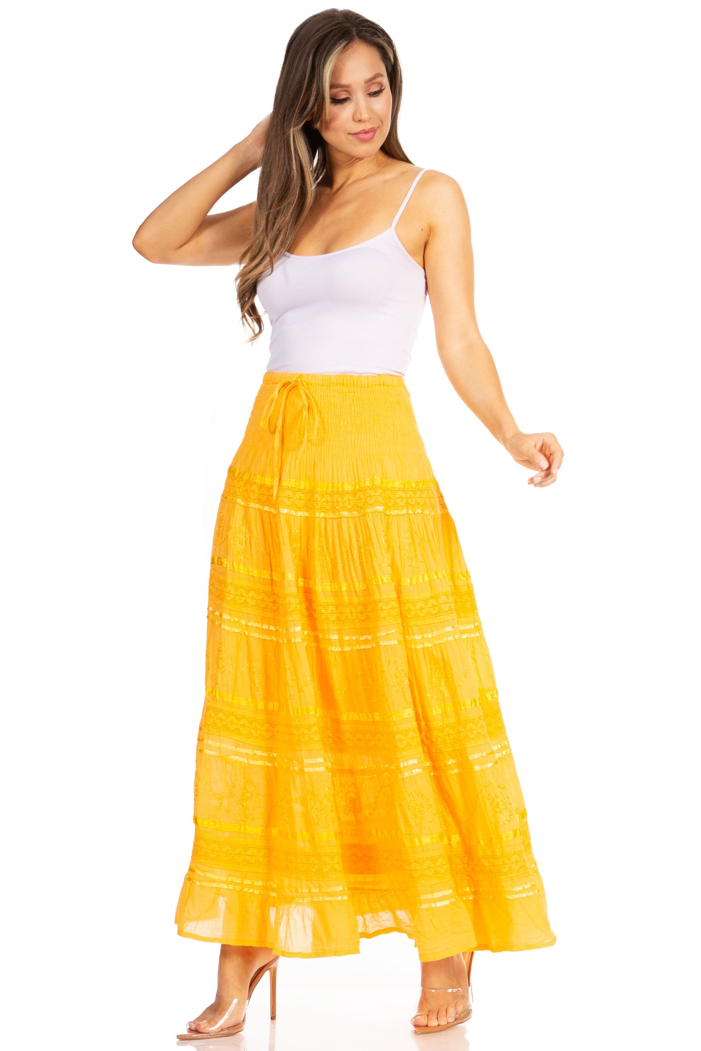 Sakkas Lace and Ribbon Peasant Boho Skirt - Concordia Style Boutique