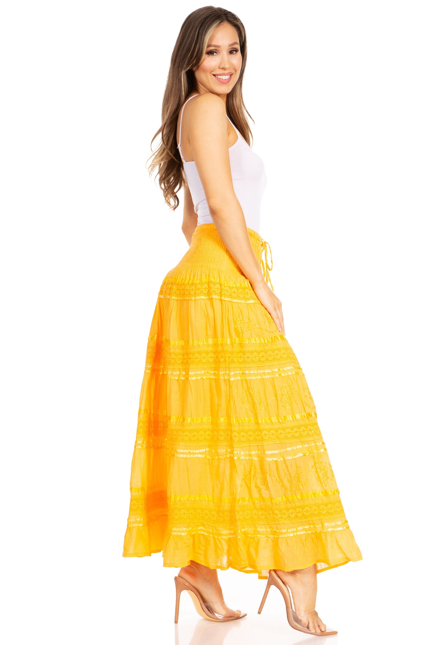 Sakkas Lace and Ribbon Peasant Boho Skirt - Concordia Style Boutique