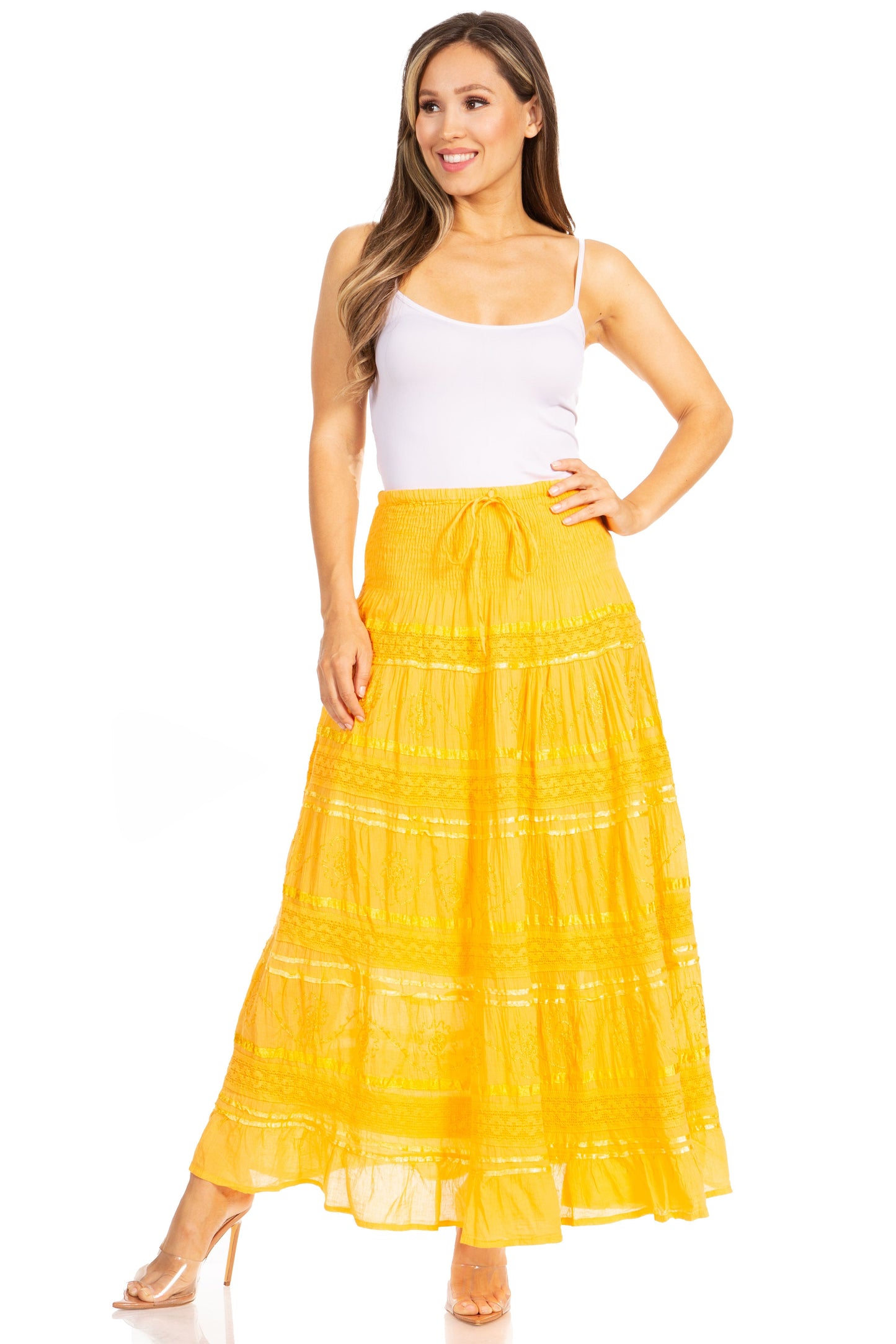 Sakkas Lace and Ribbon Peasant Boho Skirt - Concordia Style Boutique