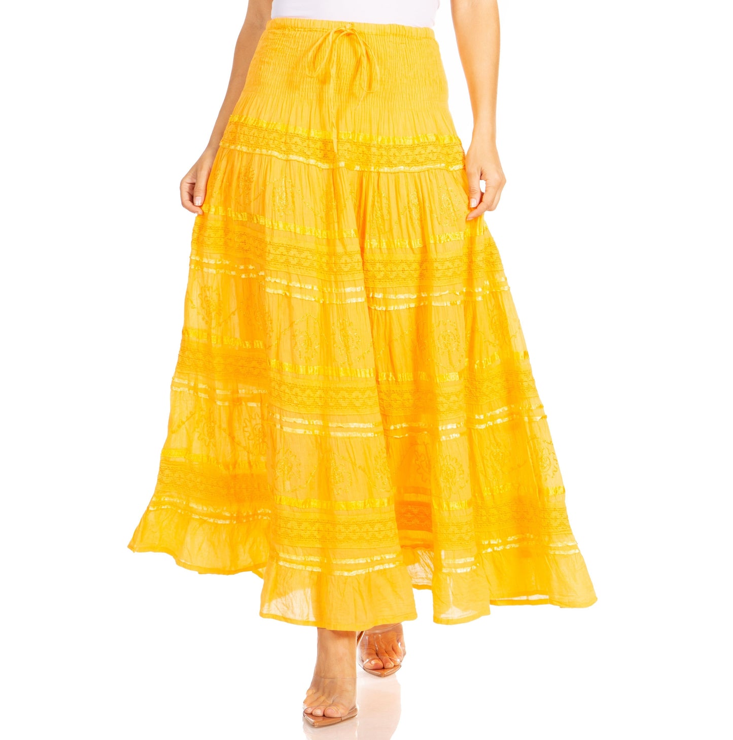 Sakkas Lace and Ribbon Peasant Boho Skirt - Concordia Style Boutique