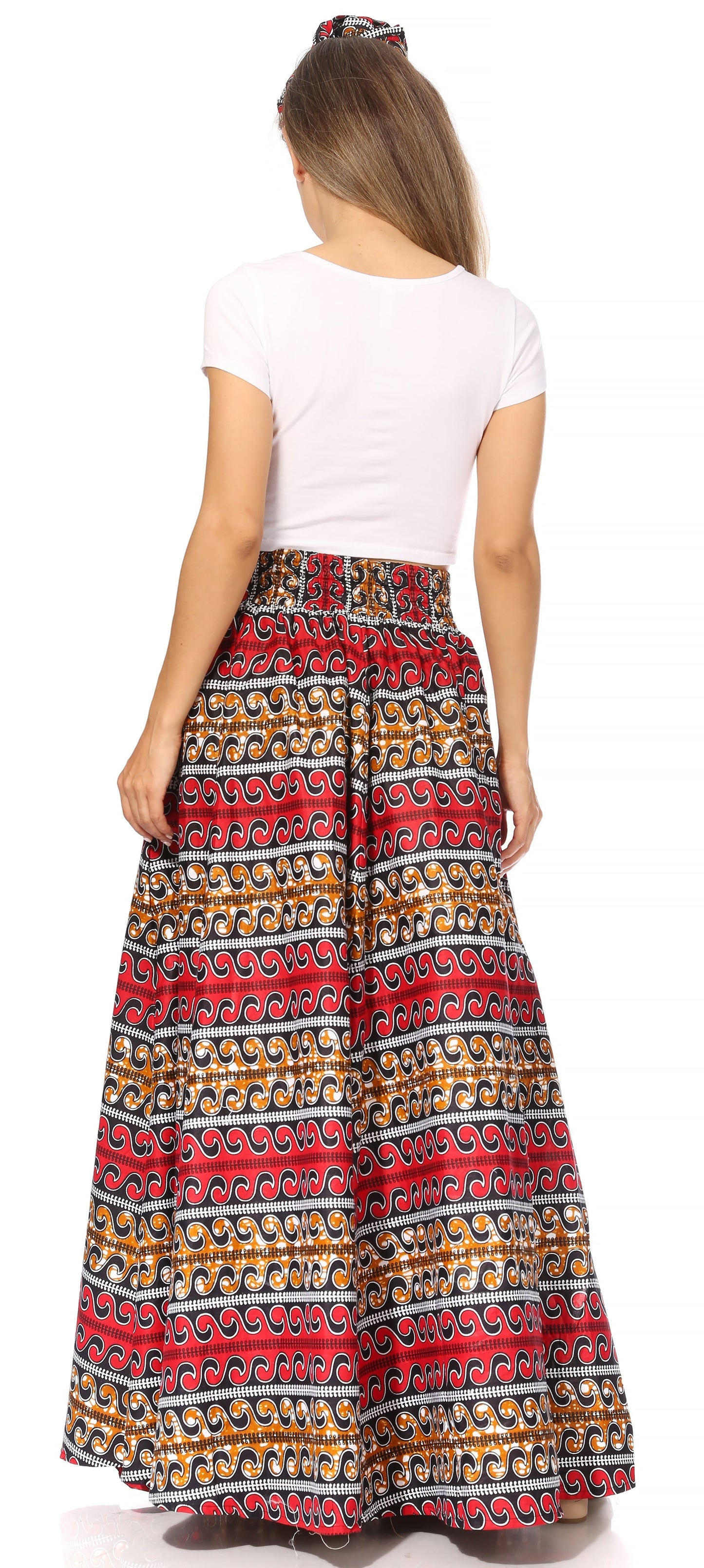 Sakkas Asma's Second Convertible Traditional Wax Print Maxi Skirt with Adjustable Straps - Concordia Style Boutique