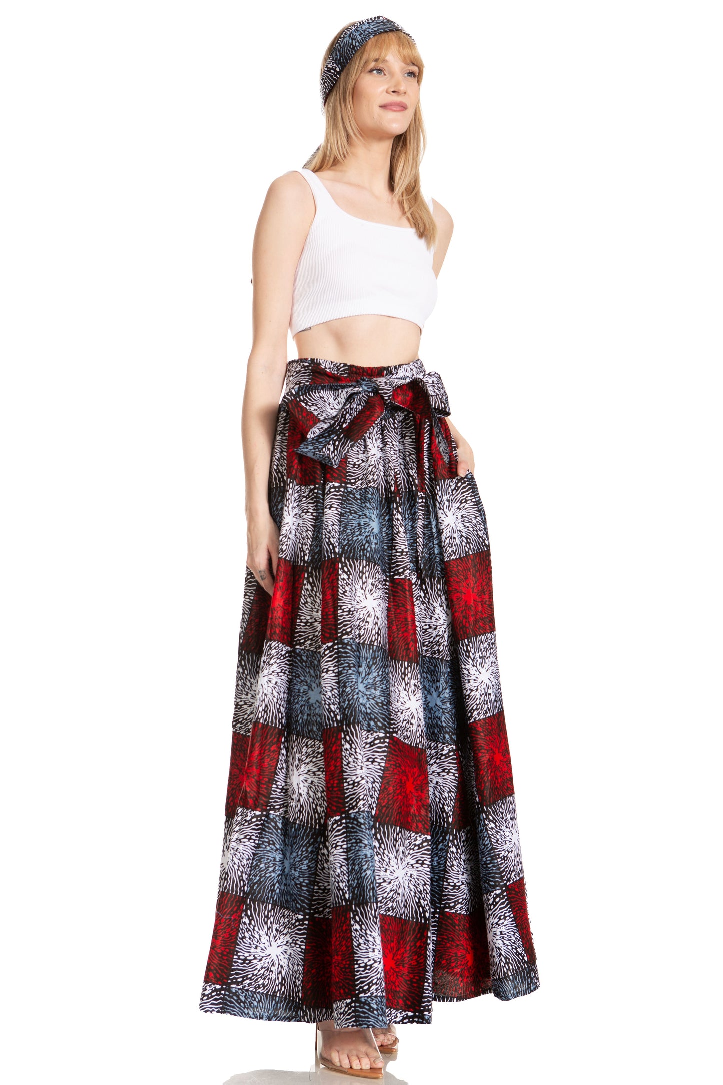 Sakkas Asma's Second Convertible Traditional Wax Print Maxi Skirt with Adjustable Straps - Concordia Style Boutique