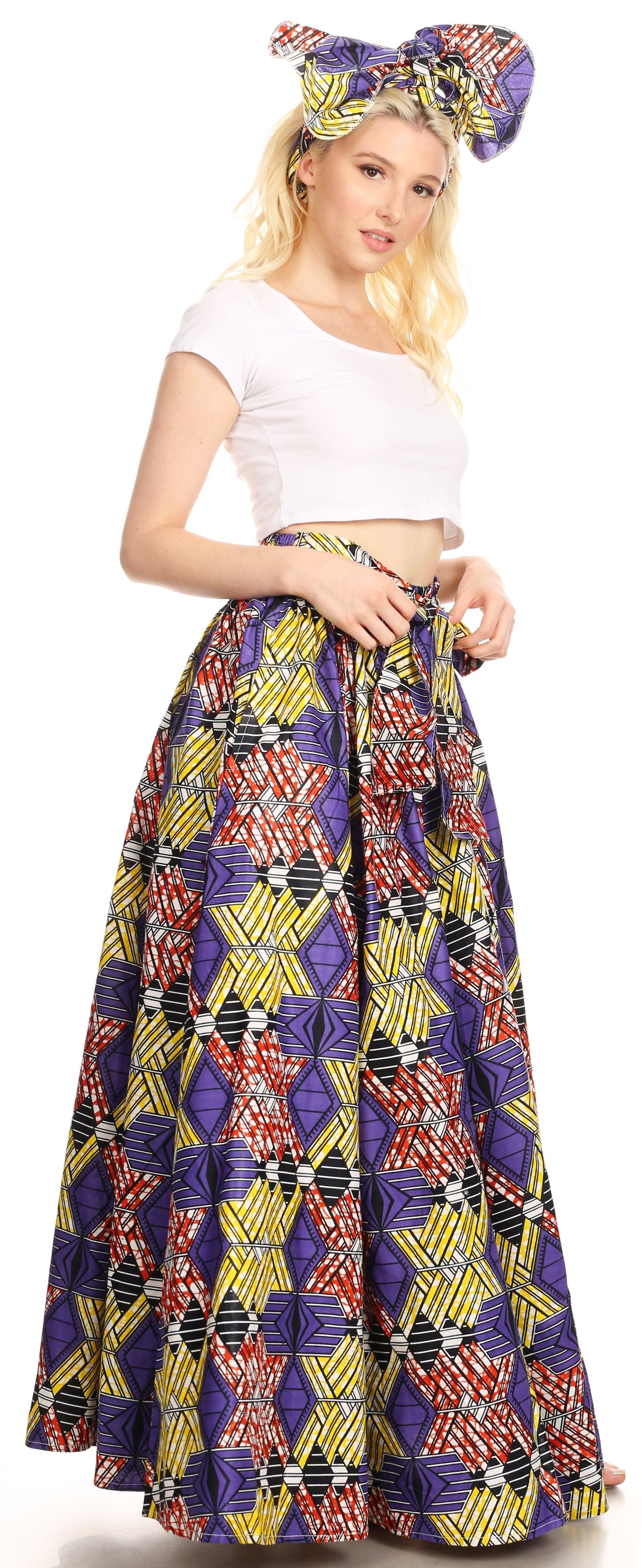 Sakkas Asma Convertible Traditional Wax Print Adjustable Strap Maxi Skirt | Dress - Concordia Style Boutique