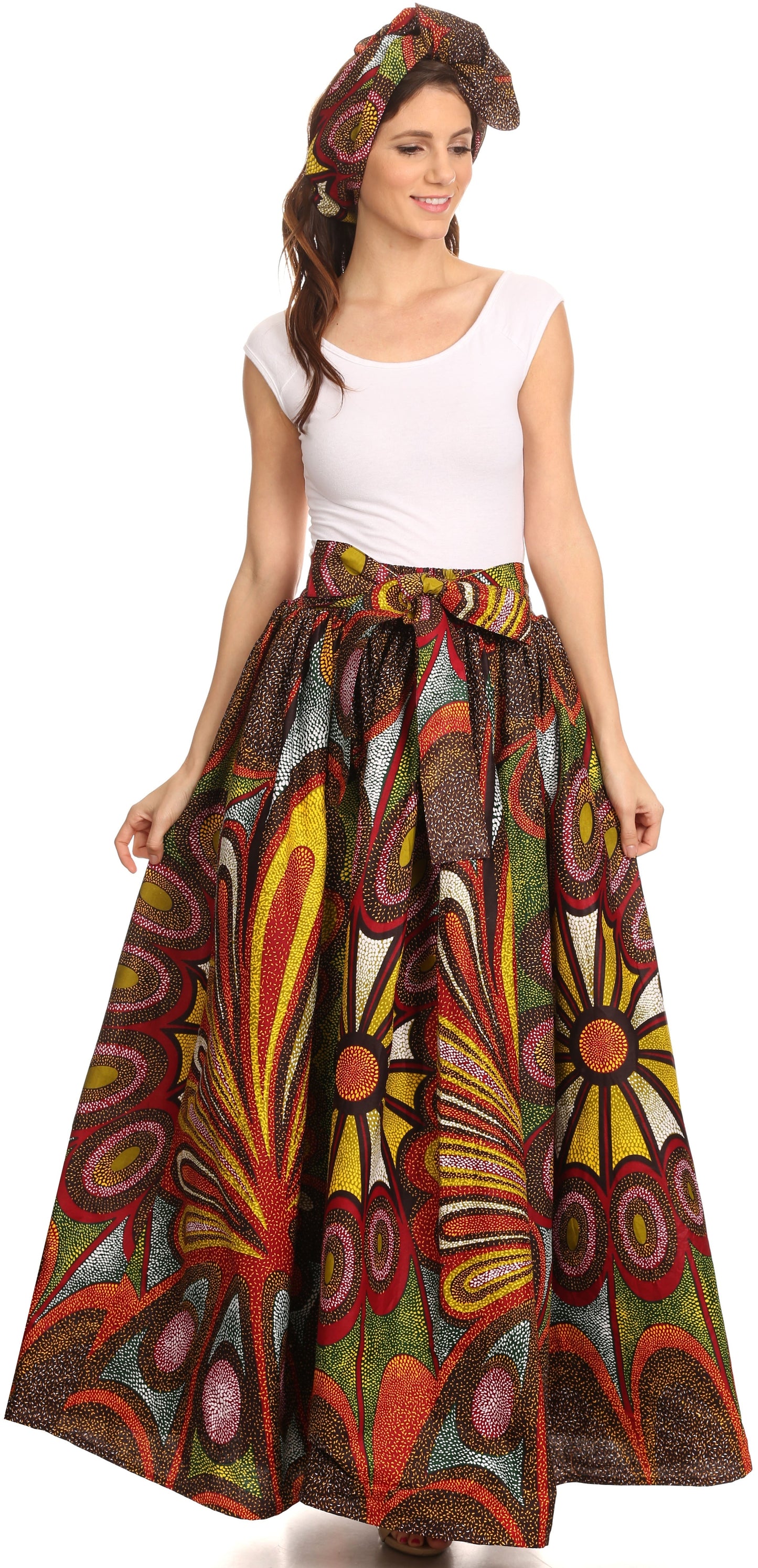 Sakkas Asma Convertible Traditional Wax Print Adjustable Strap Maxi Skirt | Dress - Concordia Style Boutique