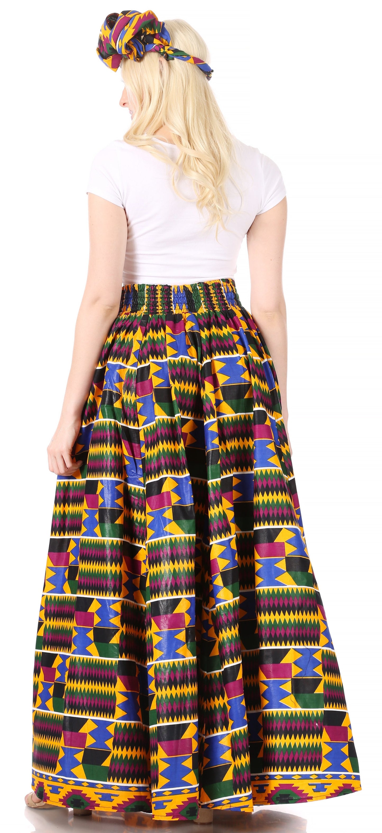 Sakkas Asma Convertible Traditional Wax Print Adjustable Strap Maxi Skirt | Dress - Concordia Style Boutique