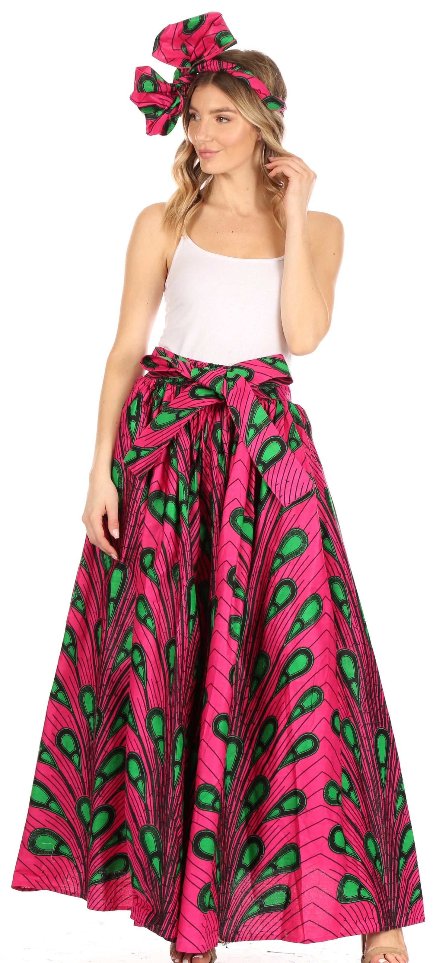 Sakkas Asma Convertible Traditional Wax Print Adjustable Strap Maxi Skirt | Dress - Concordia Style Boutique