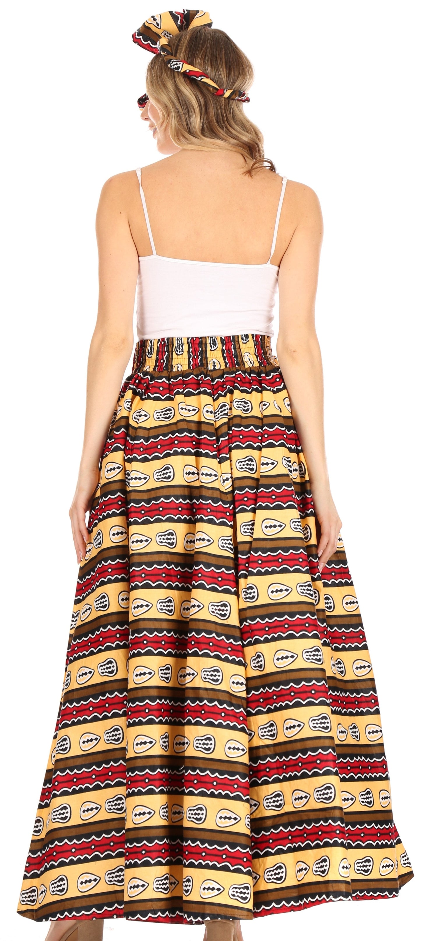 Sakkas Asma Convertible Traditional Wax Print Adjustable Strap Maxi Skirt | Dress - Concordia Style Boutique