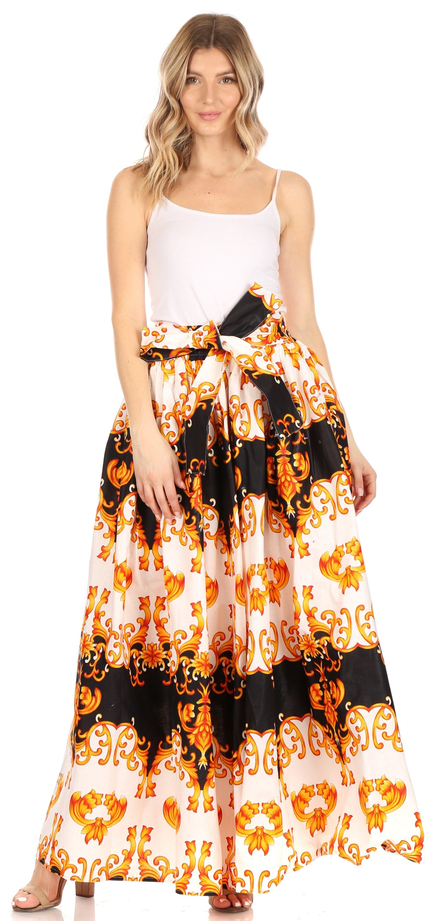 Sakkas Asma Convertible Traditional Wax Print Adjustable Strap Maxi Skirt | Dress - Concordia Style Boutique