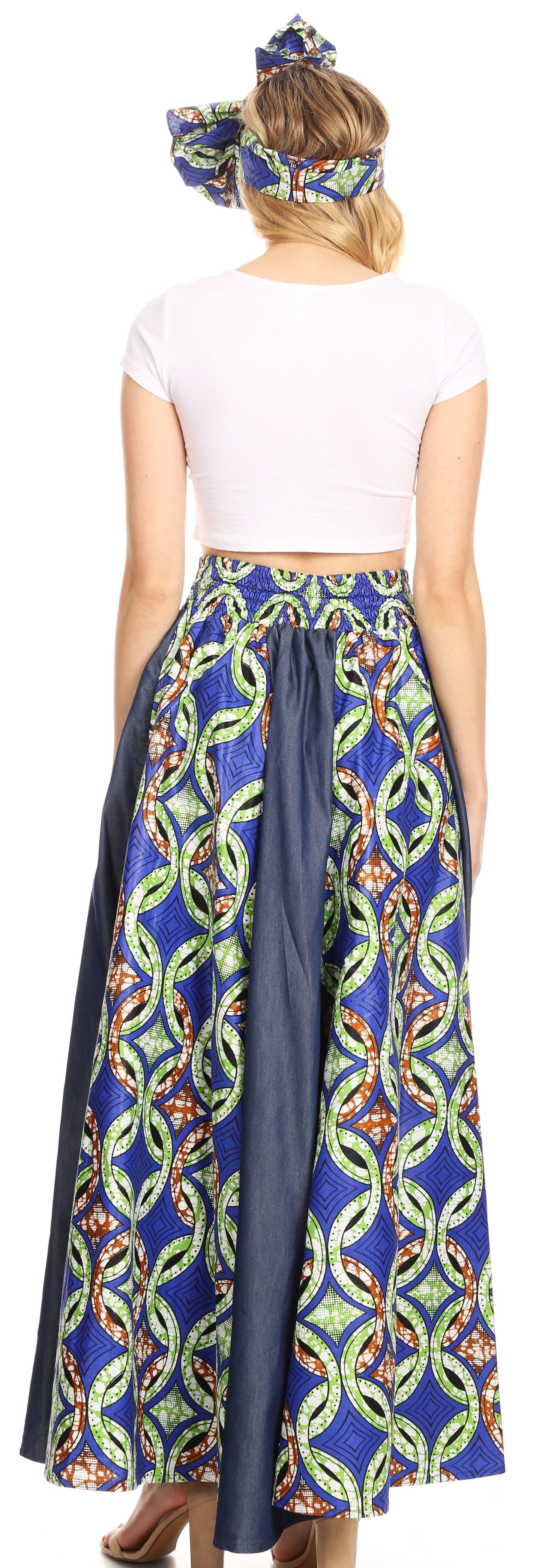 Sakkas Monifa Long Maxi Skirt Colorful Ankara Wax Dutch African Skirt Gorgeous - Concordia Style Boutique