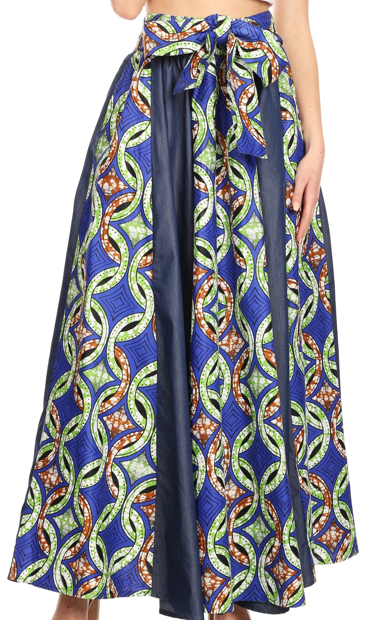 Sakkas Monifa Long Maxi Skirt Colorful Ankara Wax Dutch African Skirt Gorgeous - Concordia Style Boutique