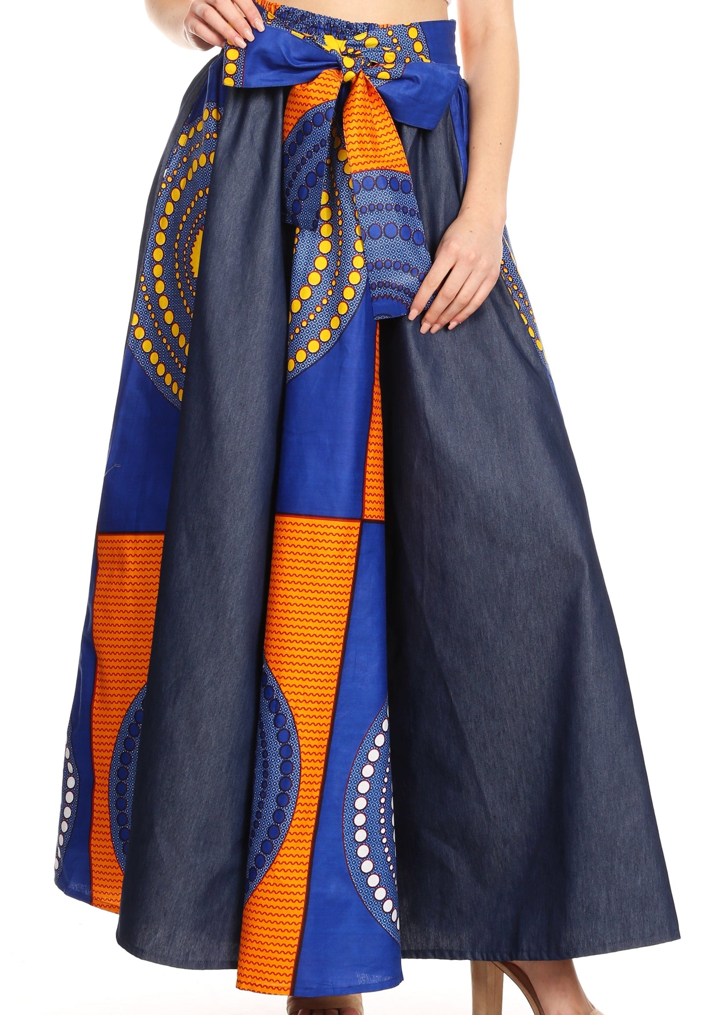 Sakkas Monifa Long Maxi Skirt Colorful Ankara Wax Dutch African Skirt Gorgeous - Concordia Style Boutique
