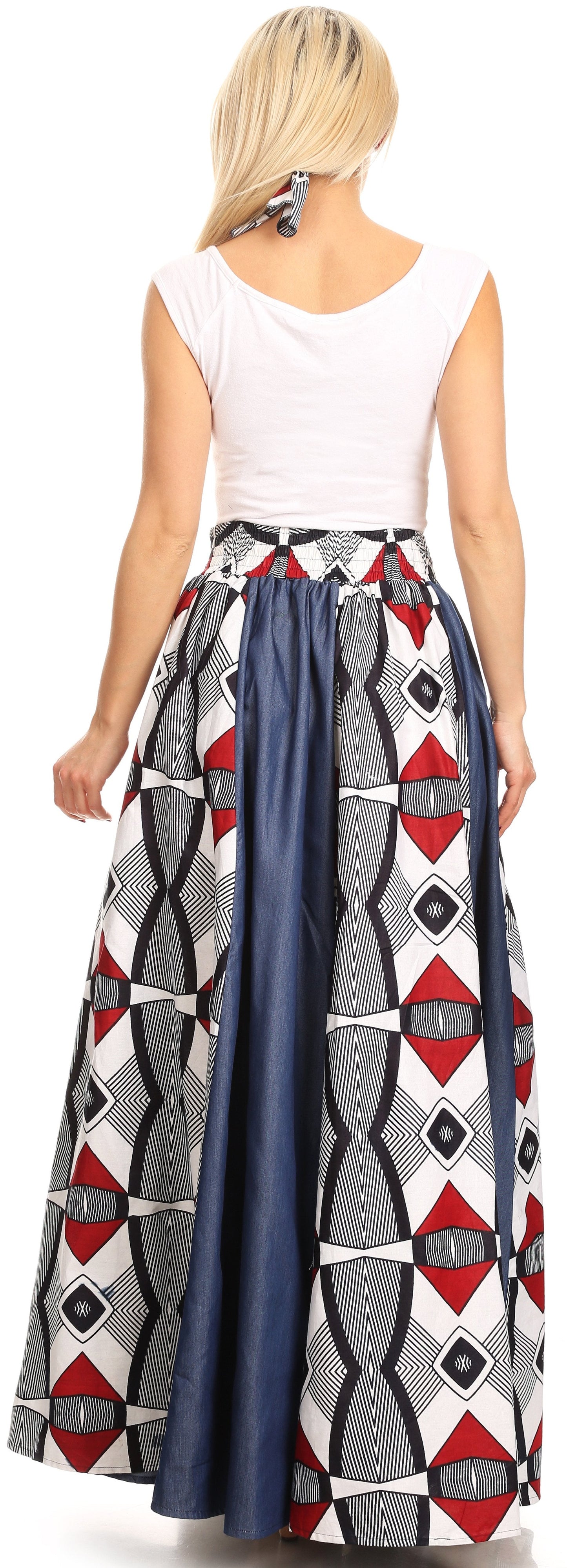 Sakkas Monifa Long Maxi Skirt Colorful Ankara Wax Dutch African Skirt Gorgeous - Concordia Style Boutique