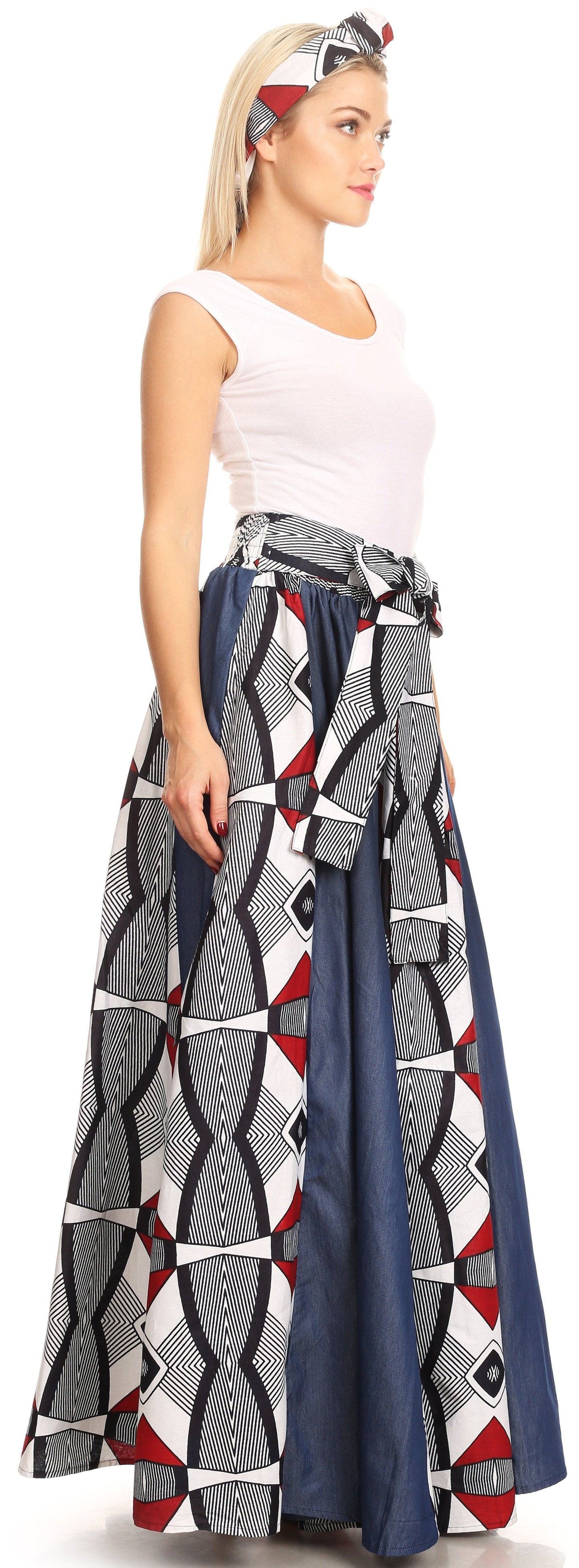 Sakkas Monifa Long Maxi Skirt Colorful Ankara Wax Dutch African Skirt Gorgeous - Concordia Style Boutique